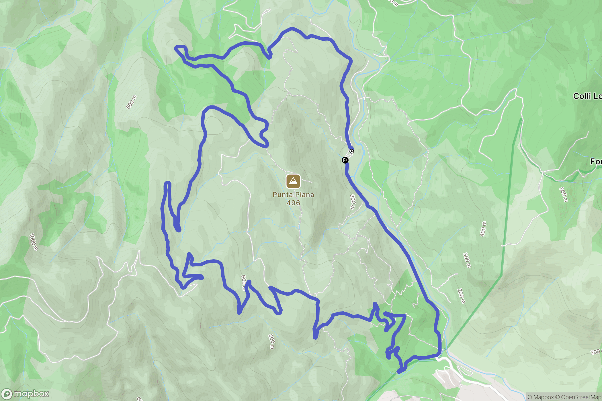 Zonza : carte du parcours de randonnée - France