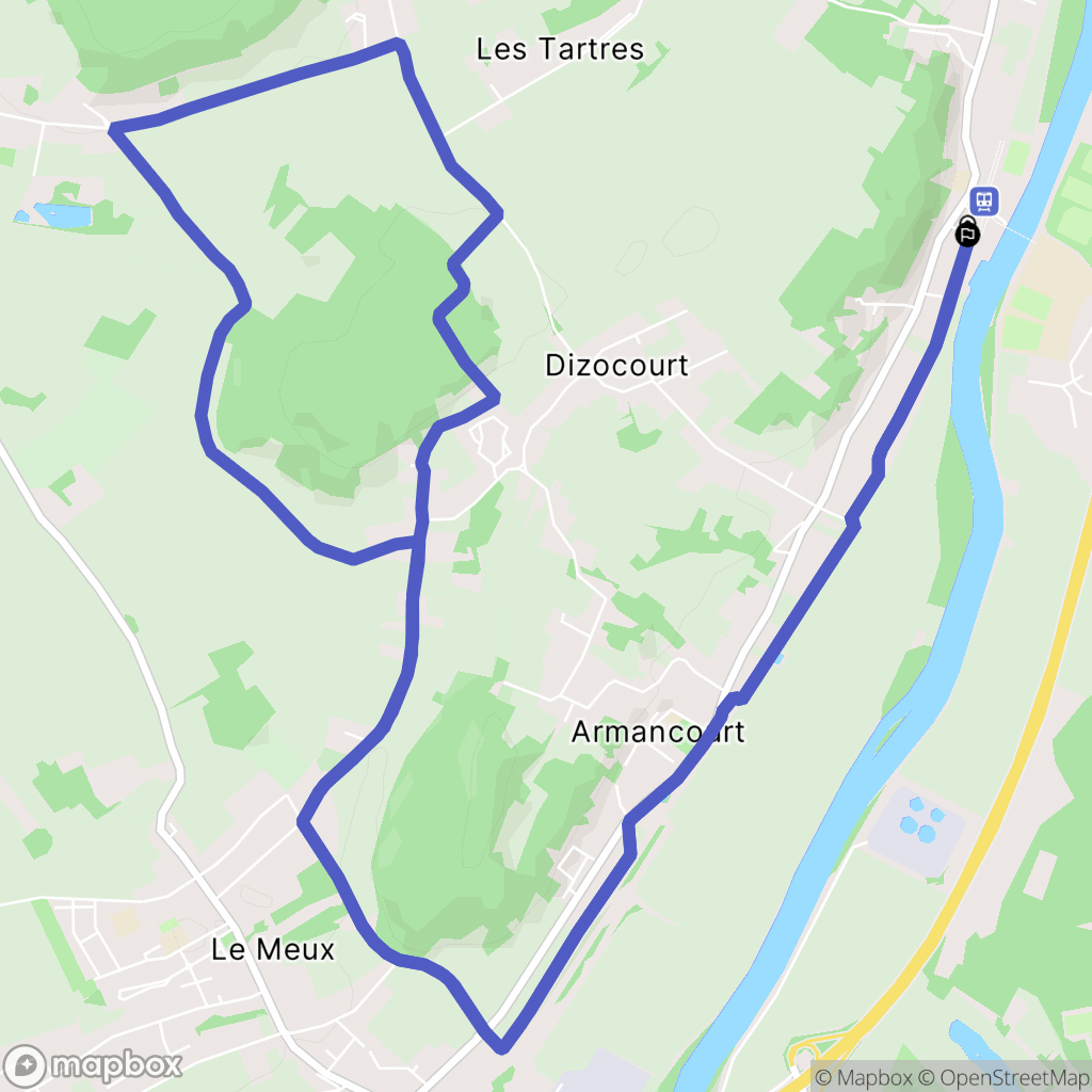 Jaux : carte du parcours de randonnée - France