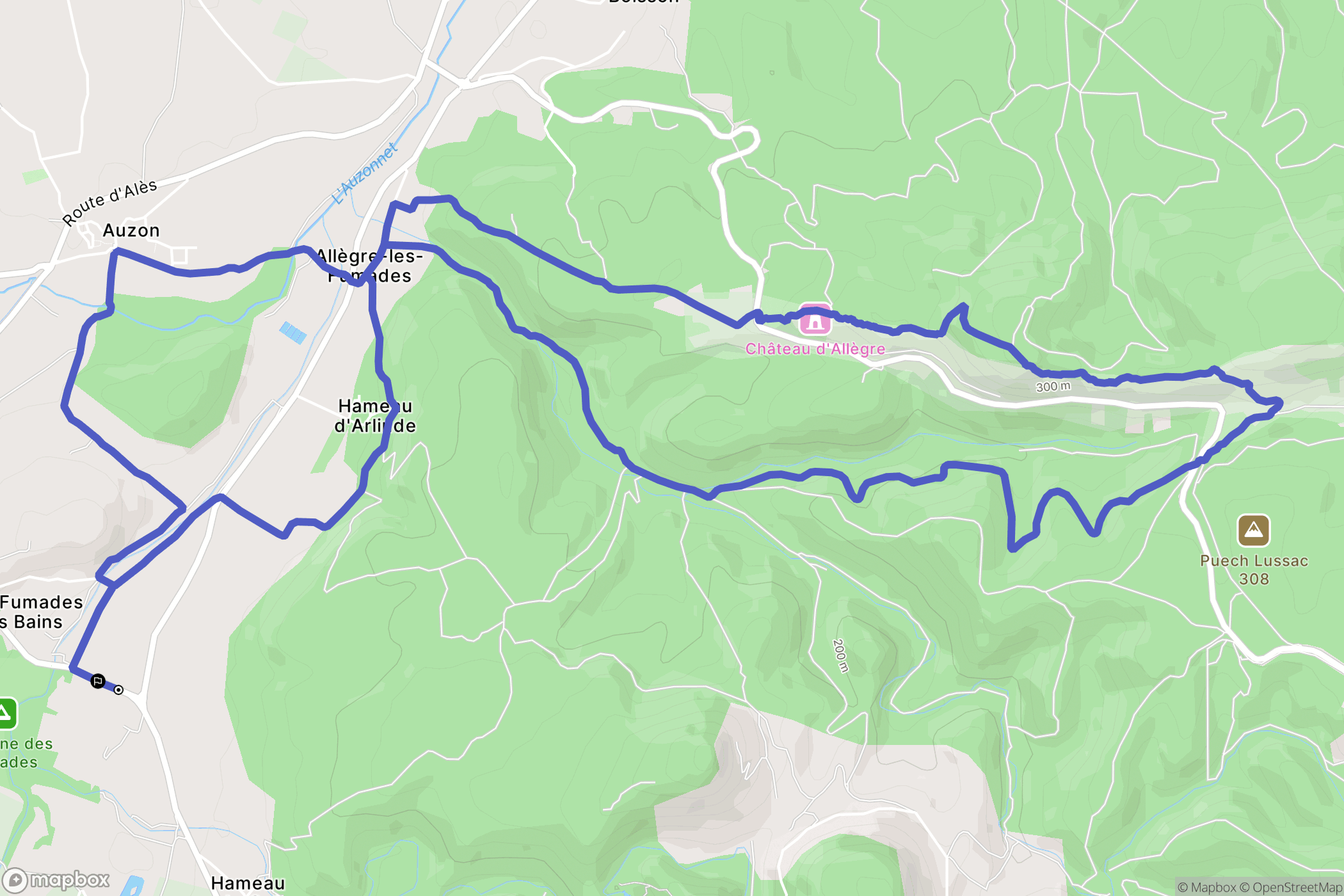Allègre-les-Fumades : carte du parcours de randonnée - France