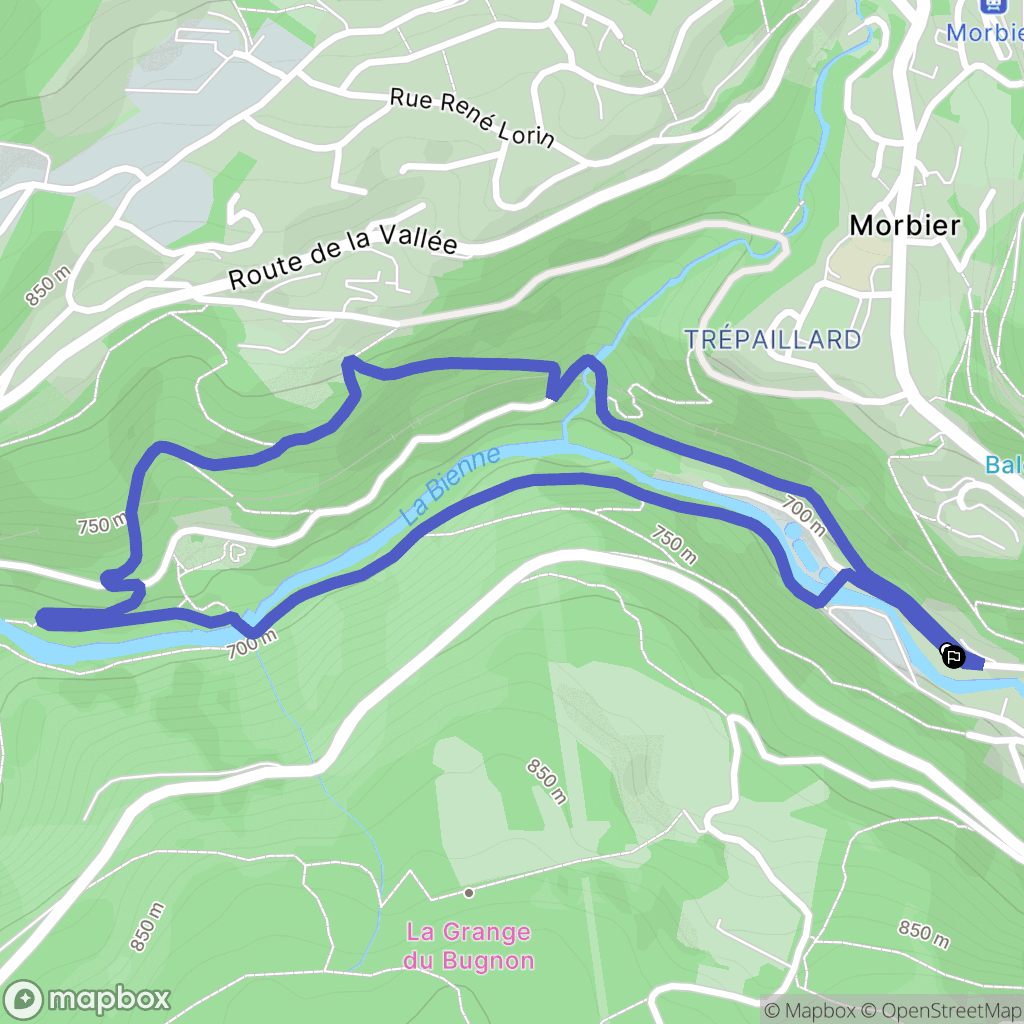 Hauts-de-Bienne : carte du parcours de randonnée - France