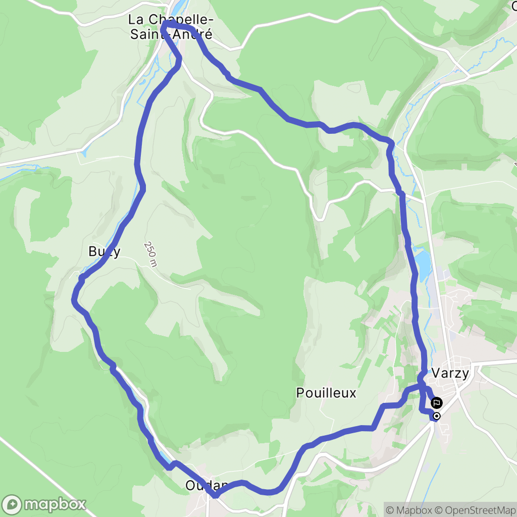Varzy : carte du parcours de randonnée - France