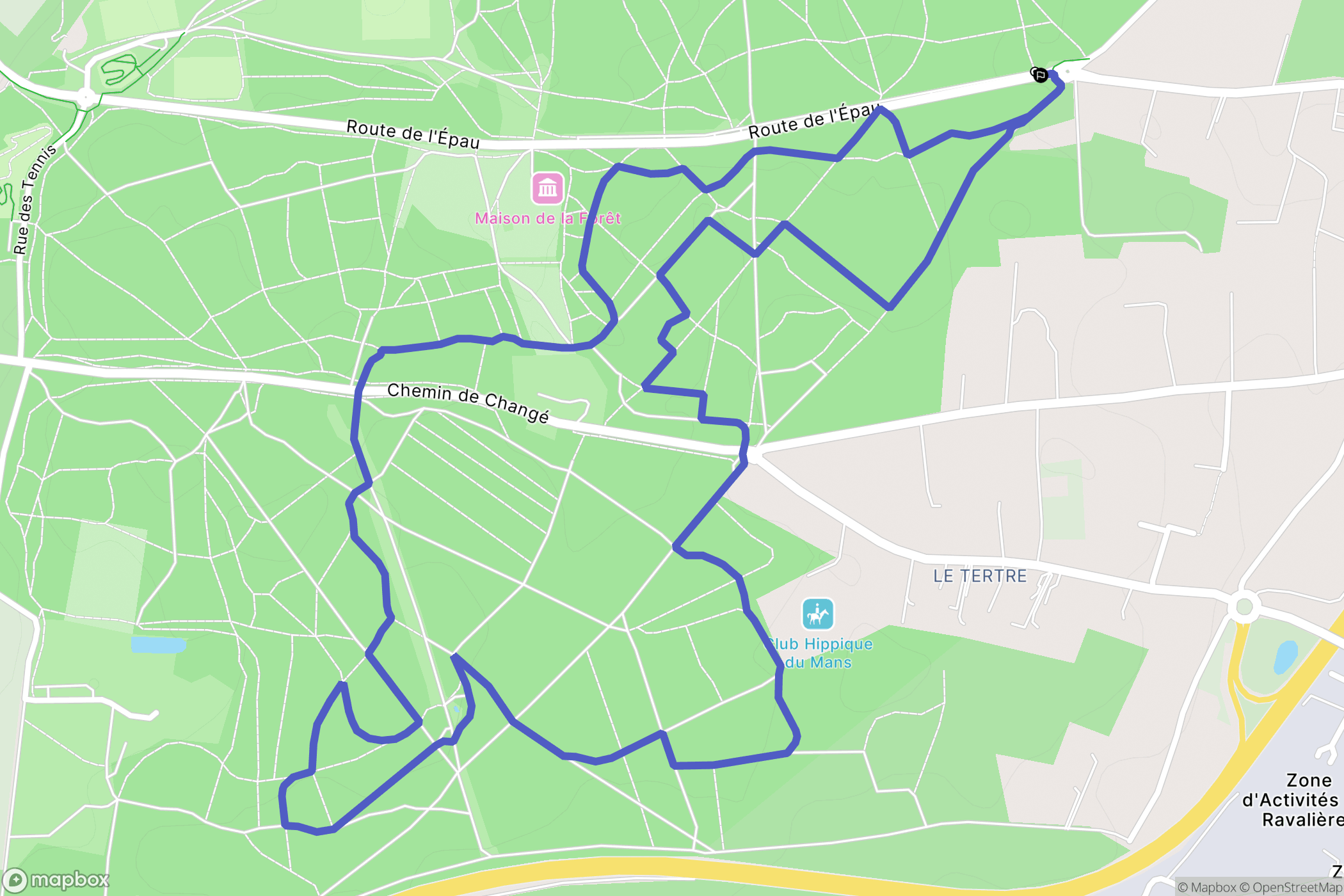 Changé : carte du parcours de randonnée - France