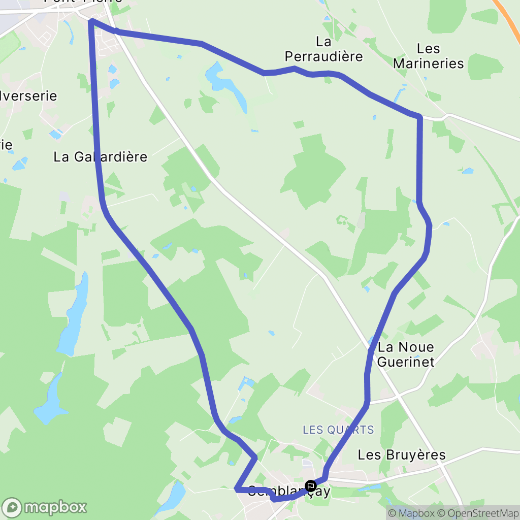 Semblançay : carte du parcours de randonnée - France