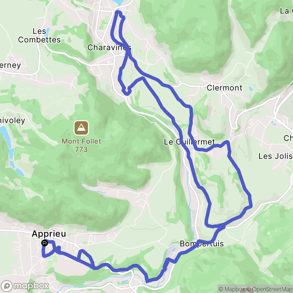 Apprieu : carte du parcours de randonnée - France