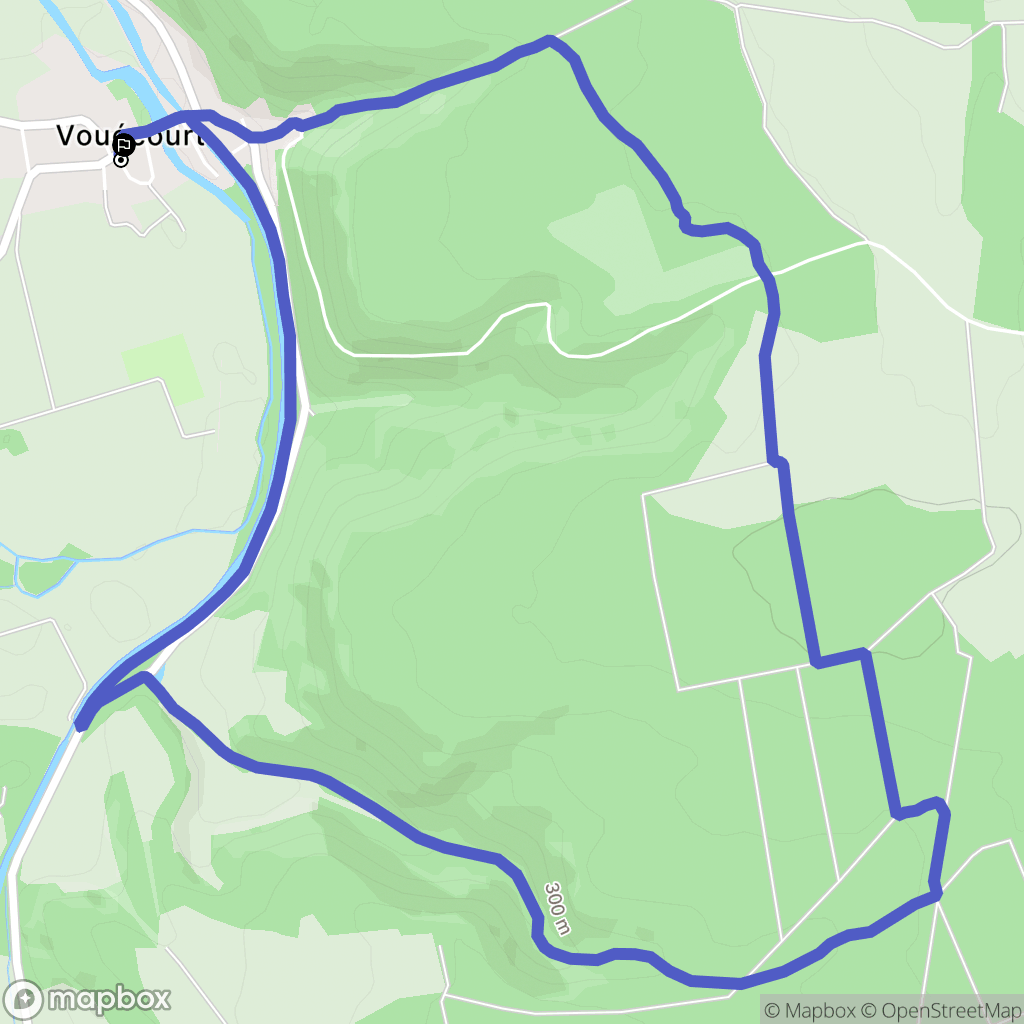 Vouécourt : carte du parcours de randonnée - France