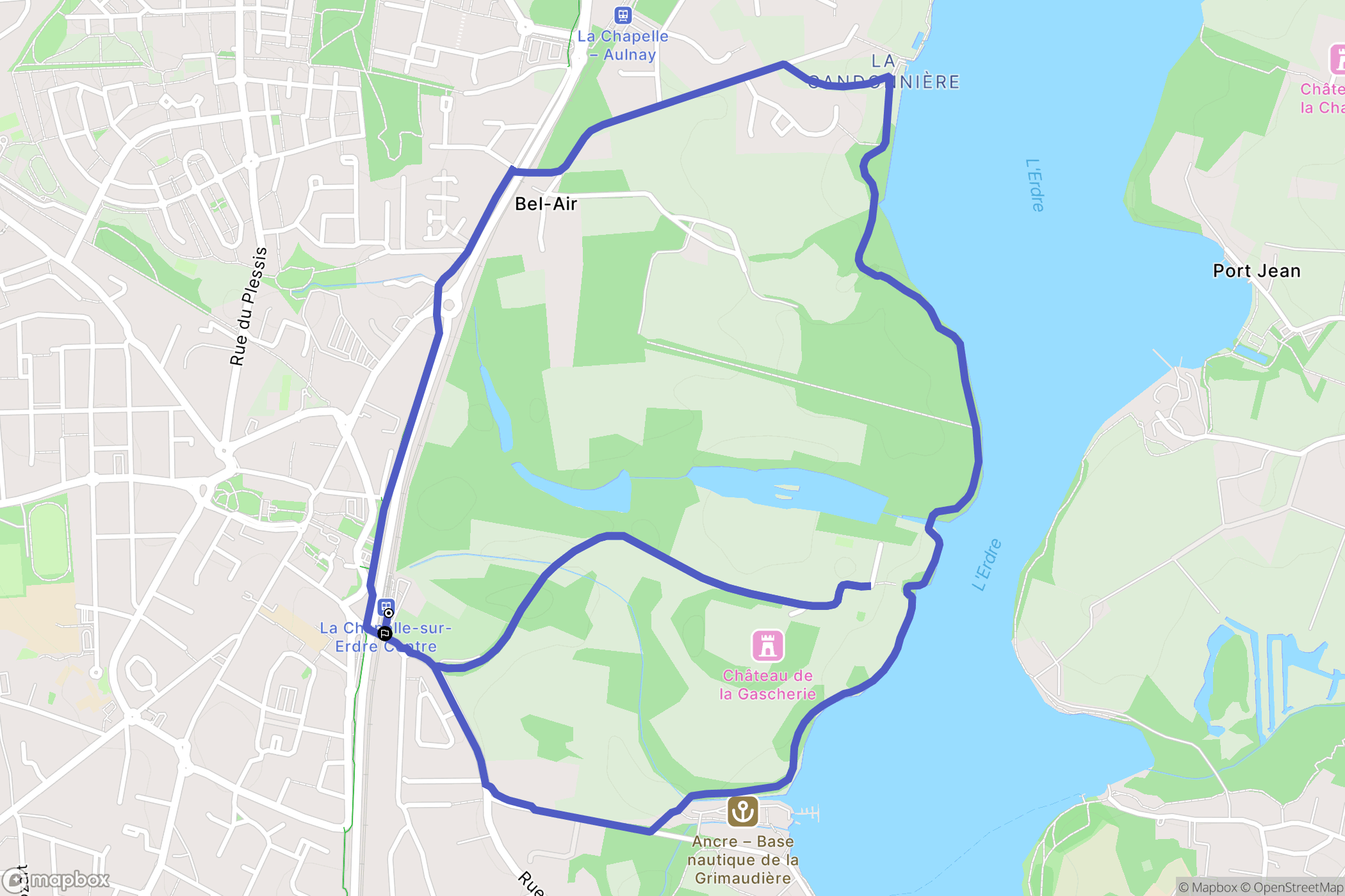 La Chapelle-sur-Erdre : carte du parcours de randonnée - France