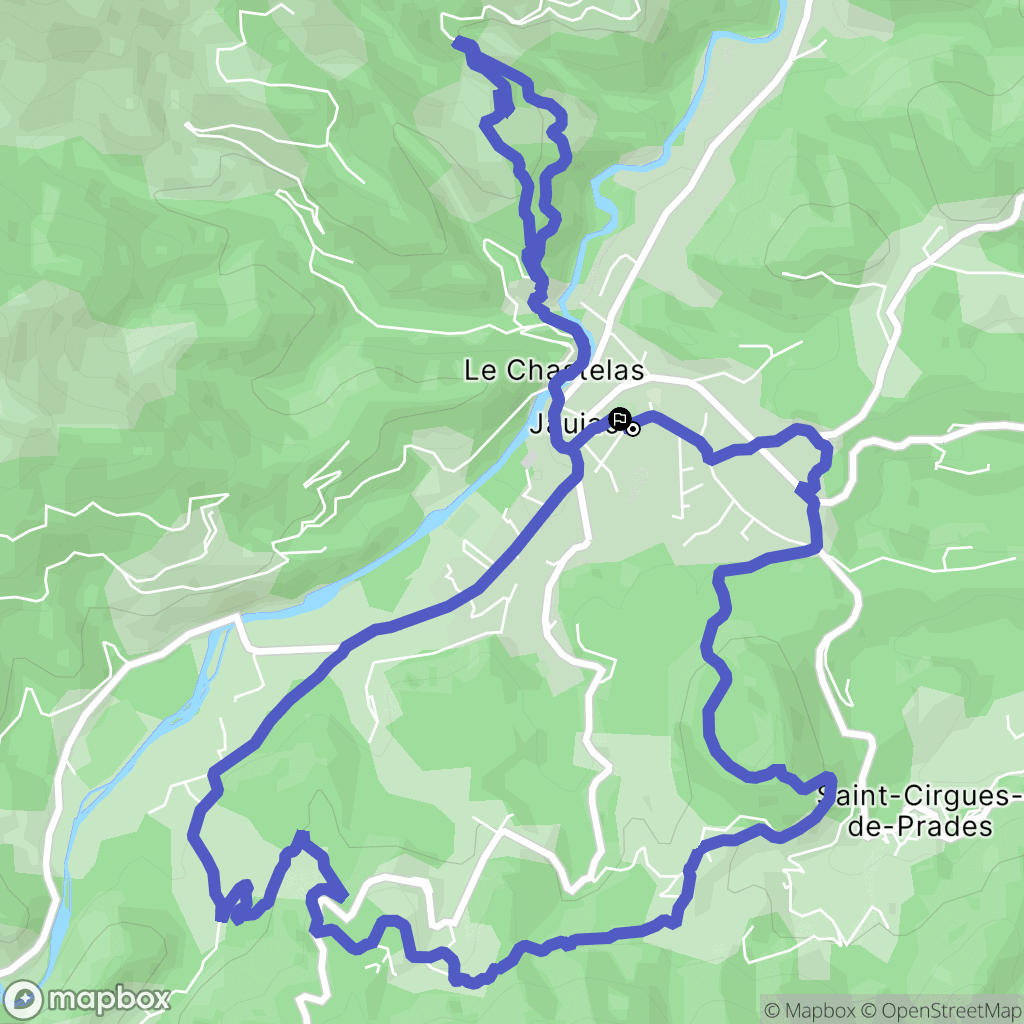 Jaujac : carte du parcours de randonnée - France