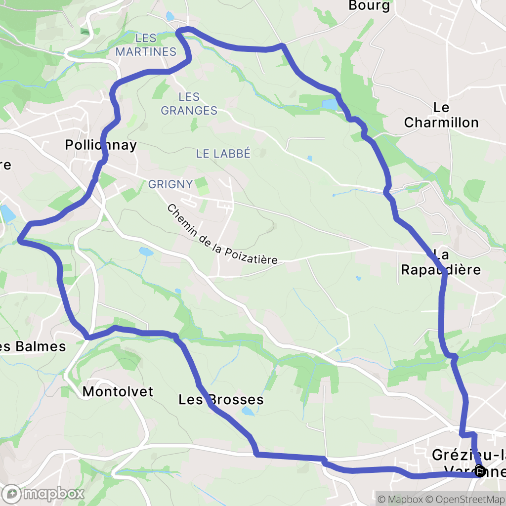 Grézieu-la-Varenne : carte du parcours de randonnée - France