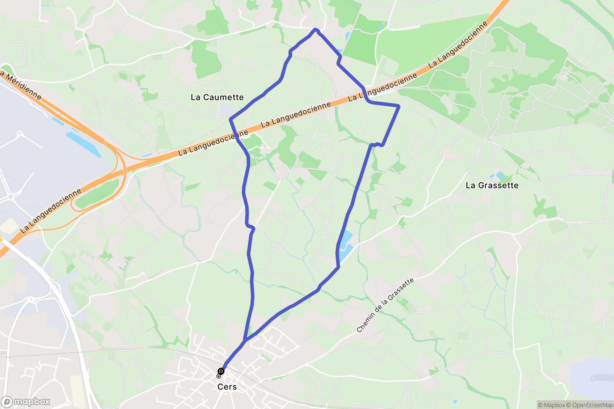 Cers : carte du parcours de randonnée - France