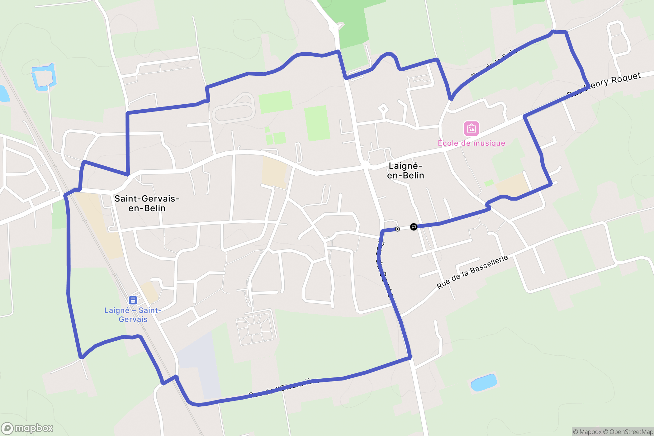Laigné-en-Belin : carte du parcours de randonnée - France