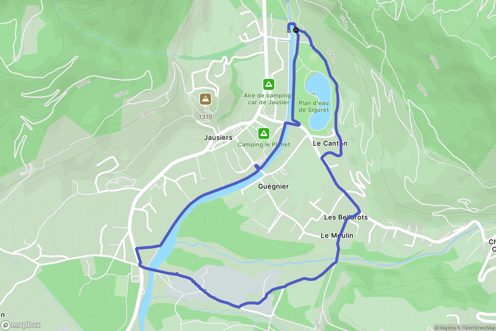 Jausiers : carte du parcours de randonnée - France