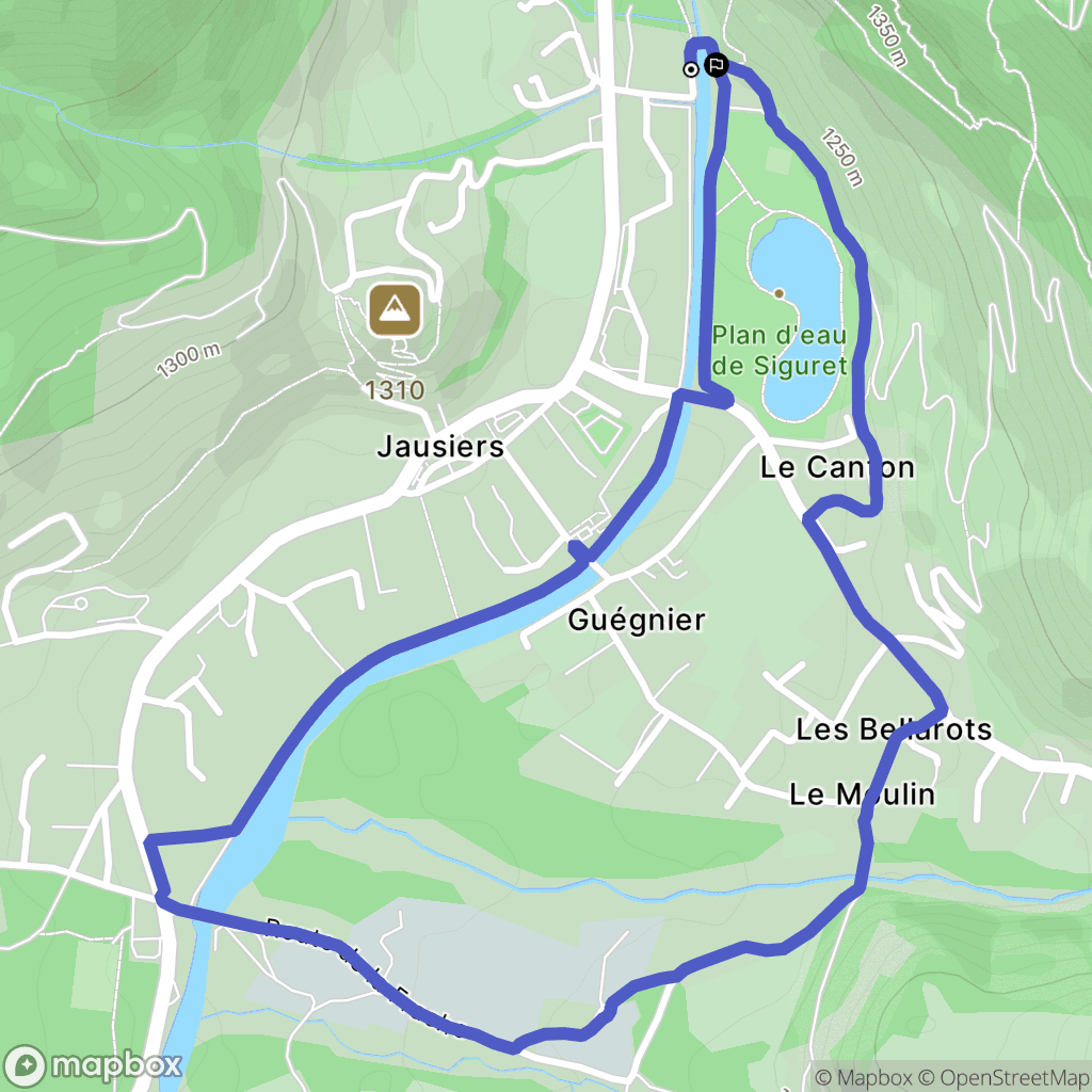 Jausiers : carte du parcours de randonnée - France