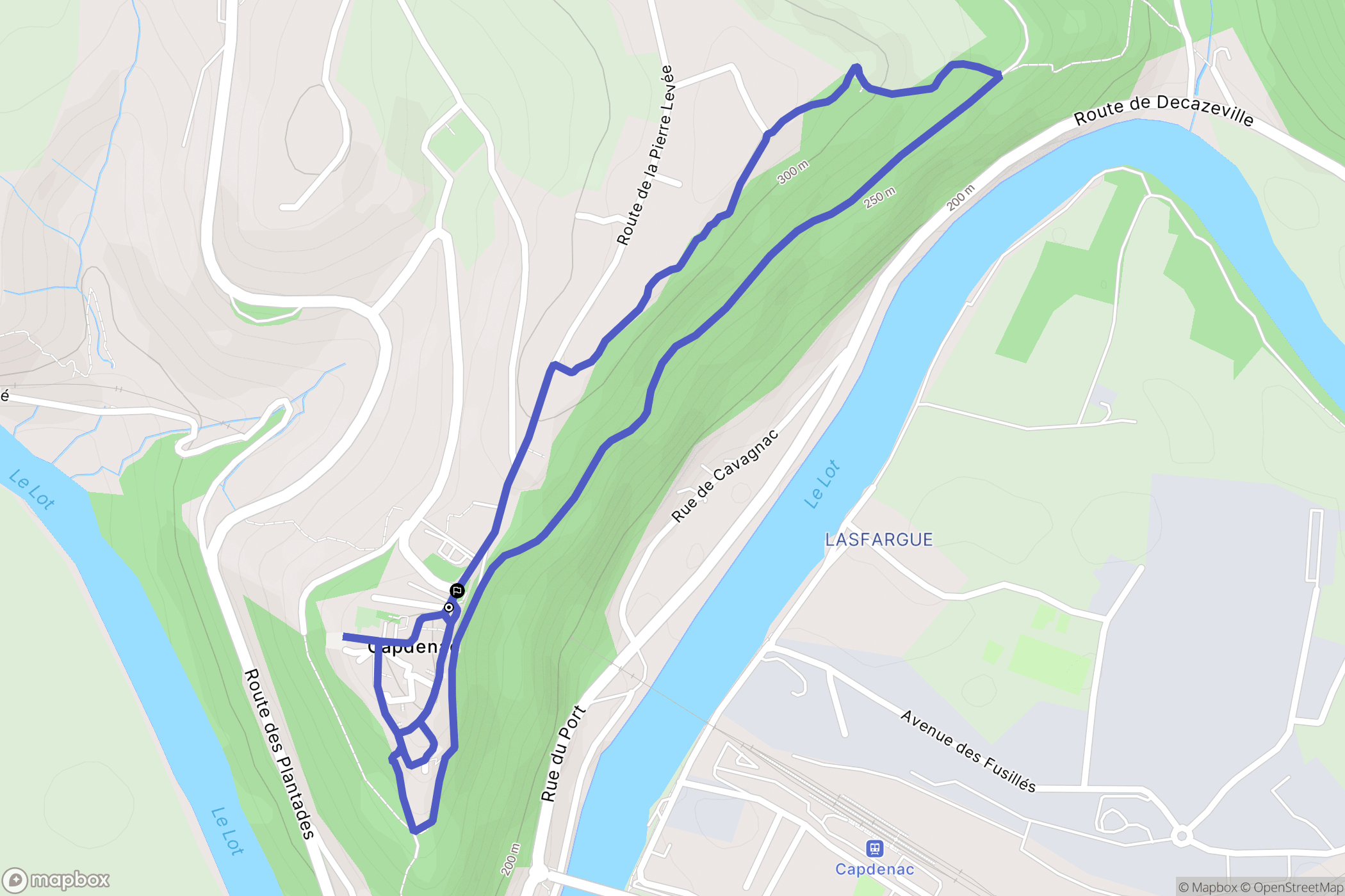 Capdenac : carte du parcours de randonnée - France