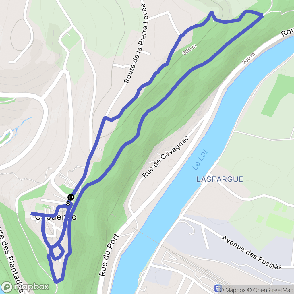 Capdenac : carte du parcours de randonnée - France