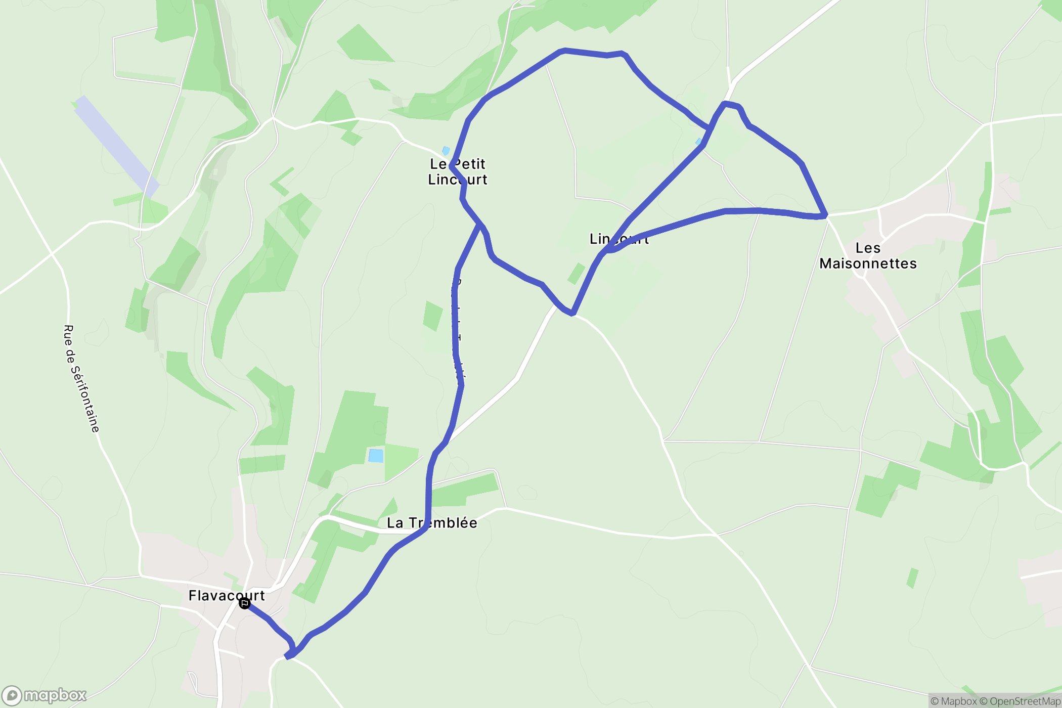 Flavacourt : carte du parcours de randonnée - France