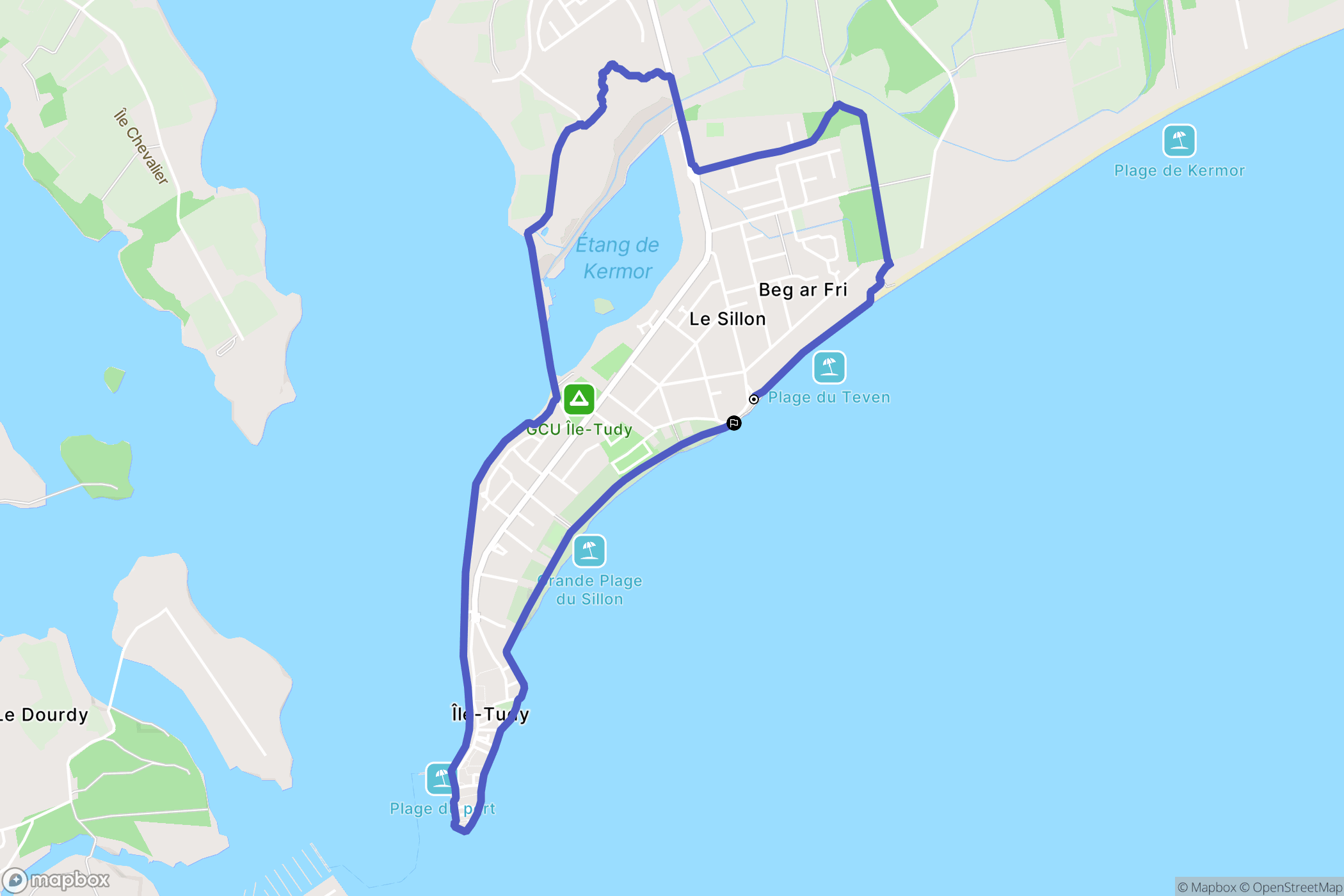 Île-Tudy : carte du parcours de randonnée - France