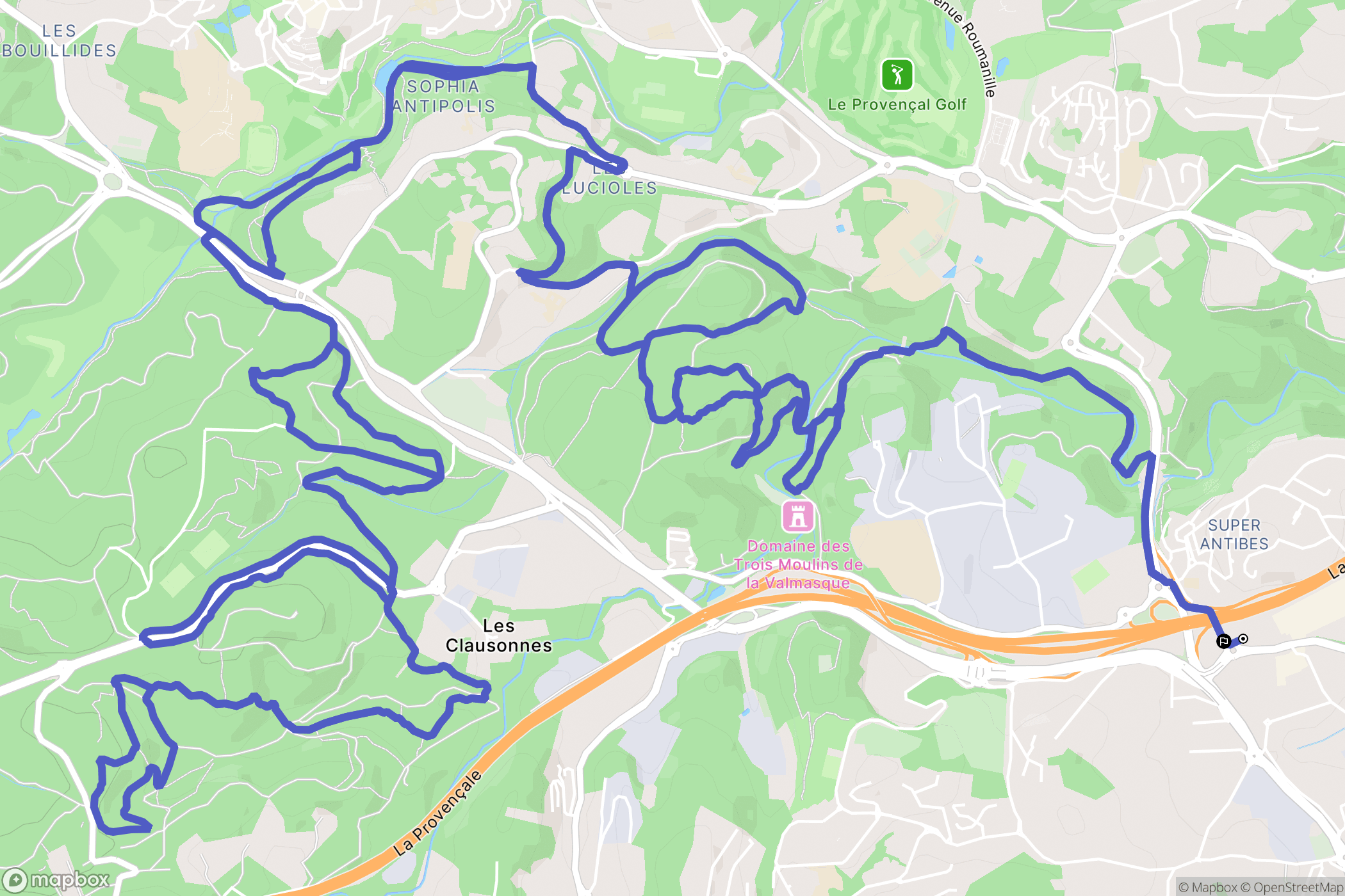 Antibes : carte du parcours de randonnée - France