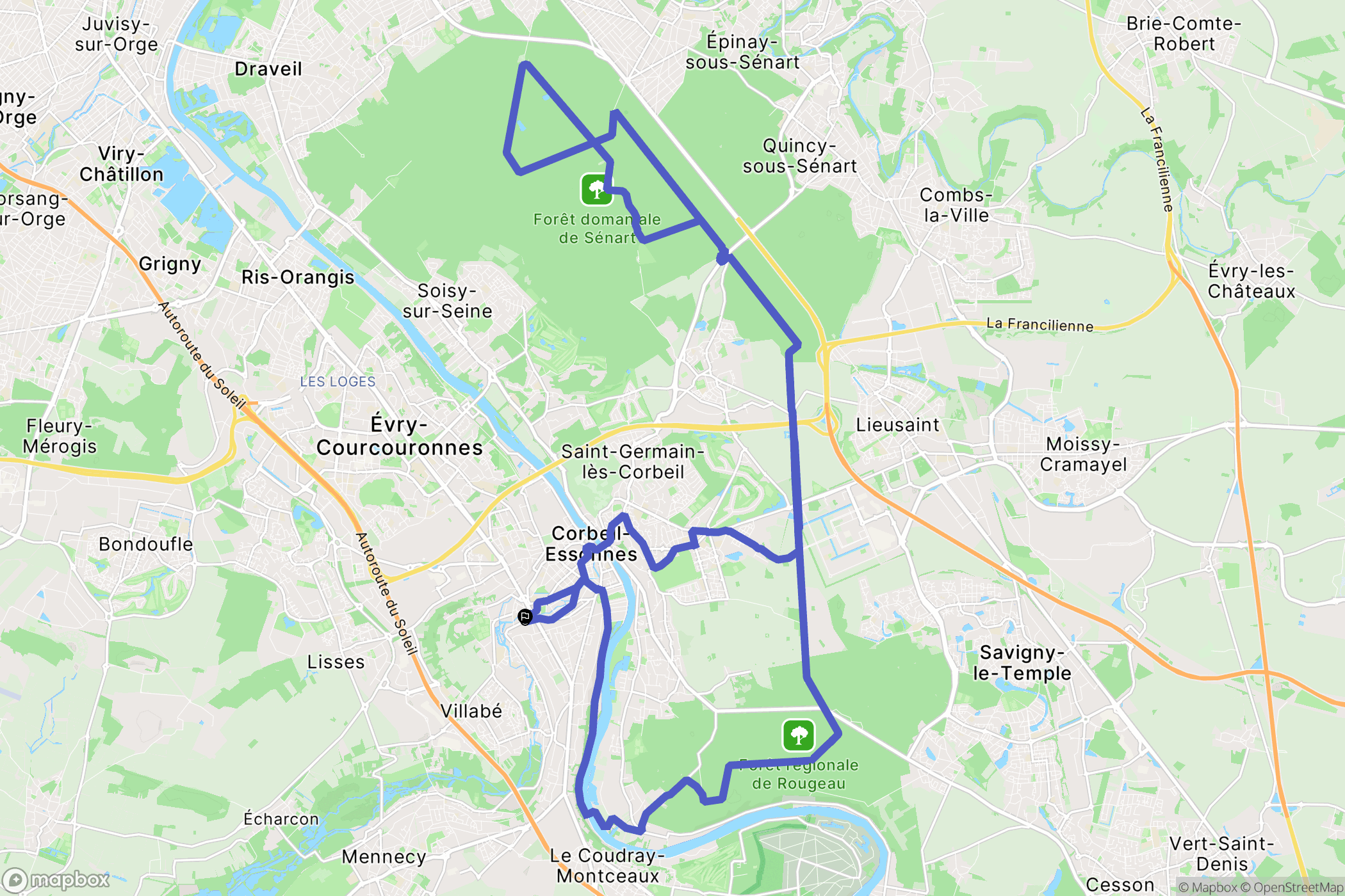 Corbeil-Essonnes : carte du parcours de randonnée - France