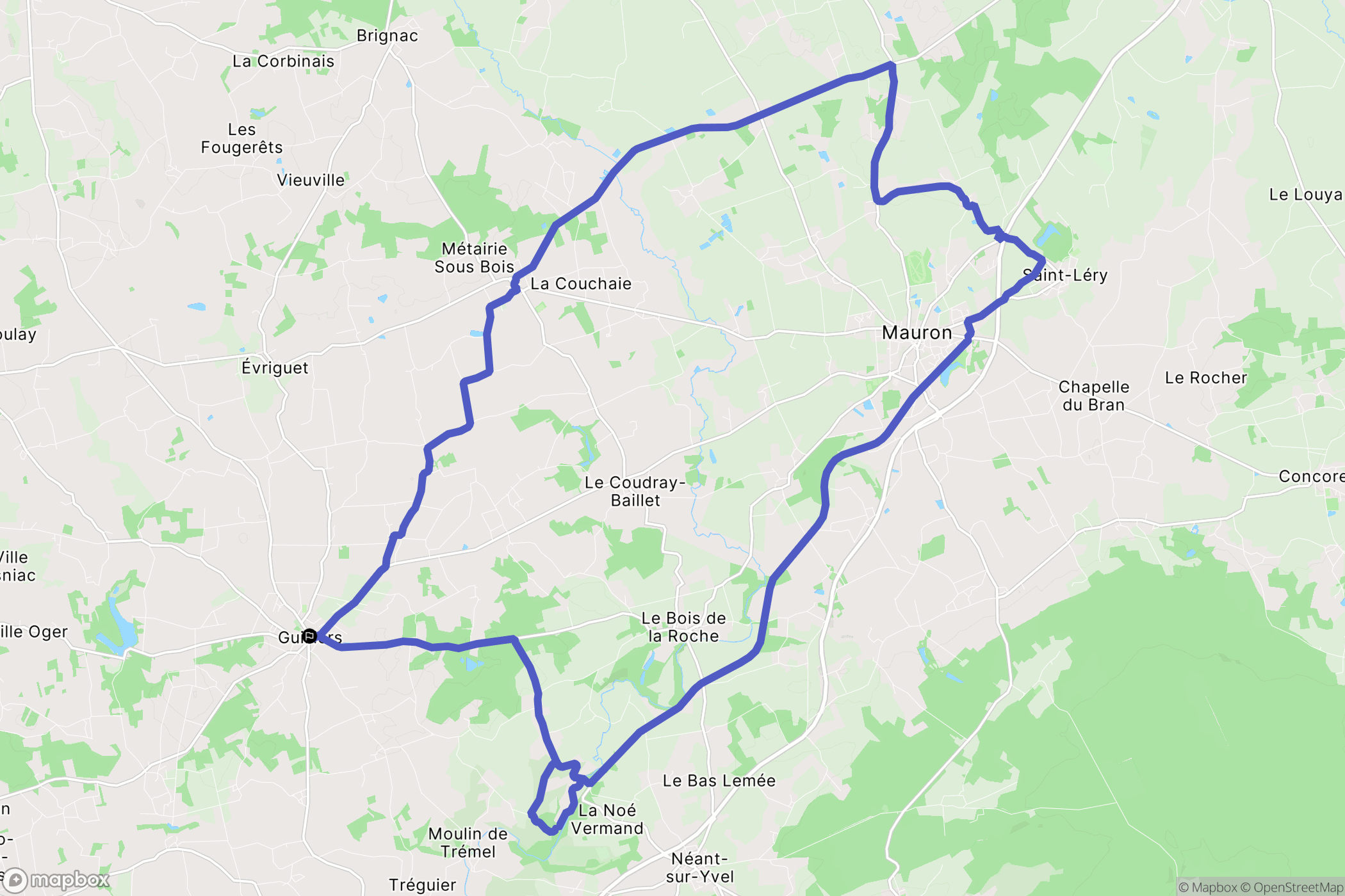 Guilliers : carte du parcours de randonnée - France