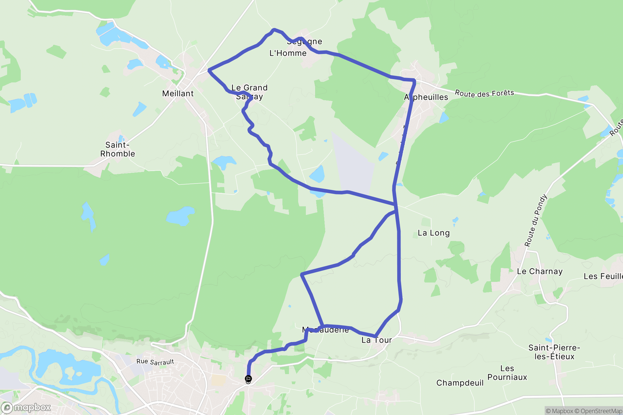 Saint-Amand-Montrond : carte du parcours de randonnée - France