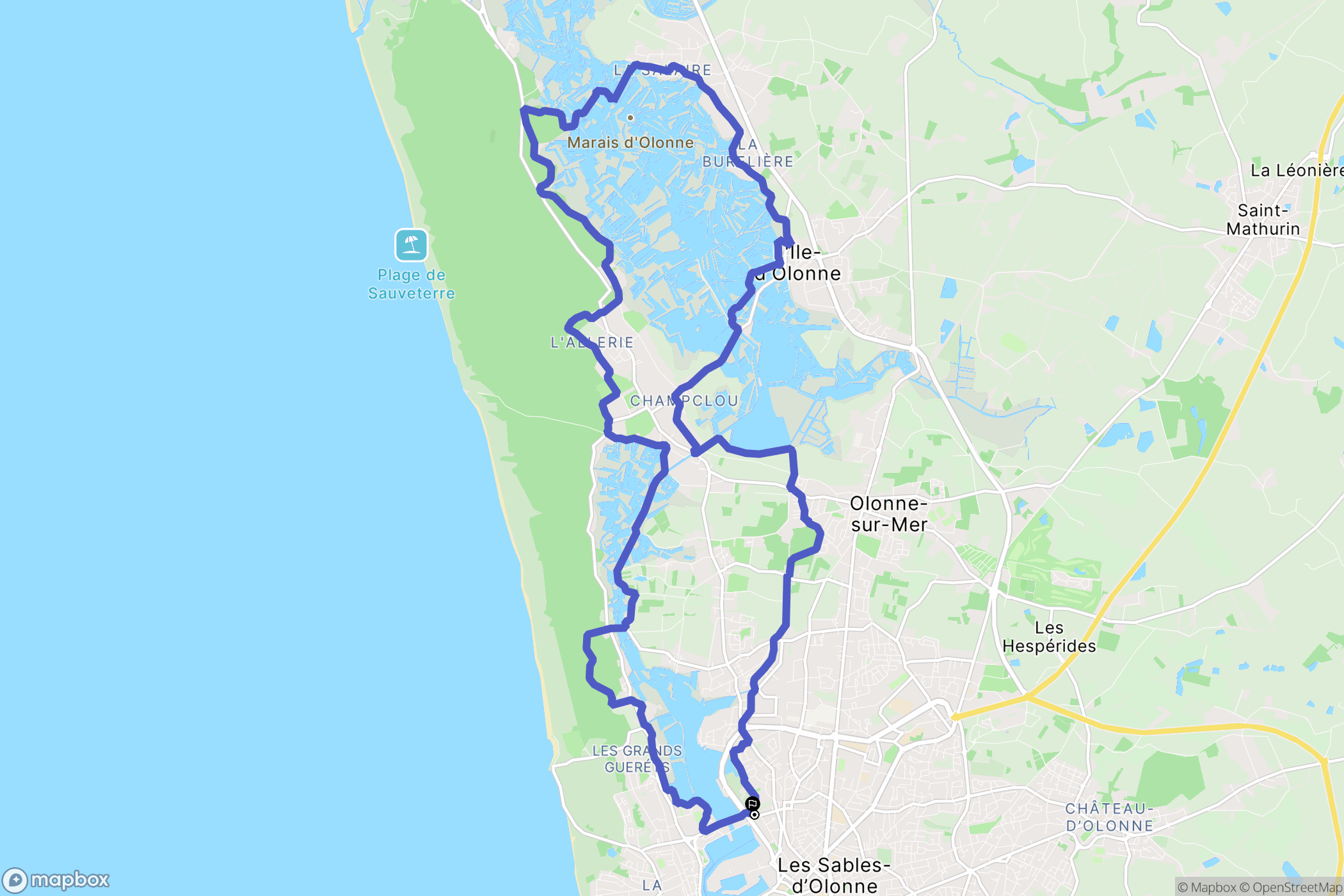 Les Sables-d'Olonne : carte du parcours de randonnée - France