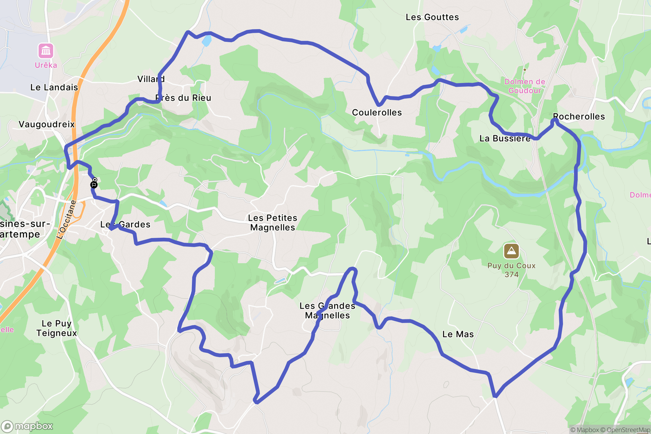 Bessines-sur-Gartempe : carte du parcours de randonnée - France