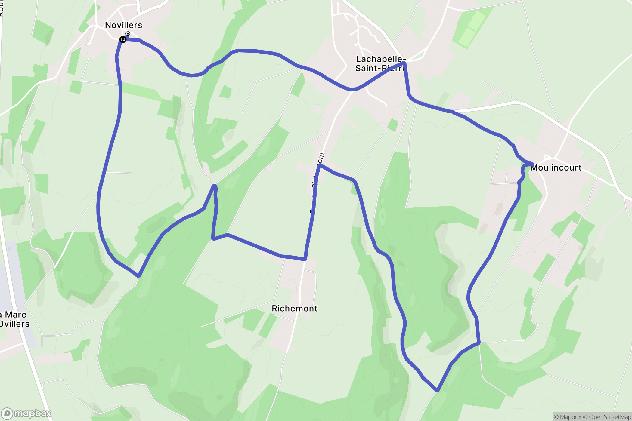 Novillers : carte du parcours de randonnée - France