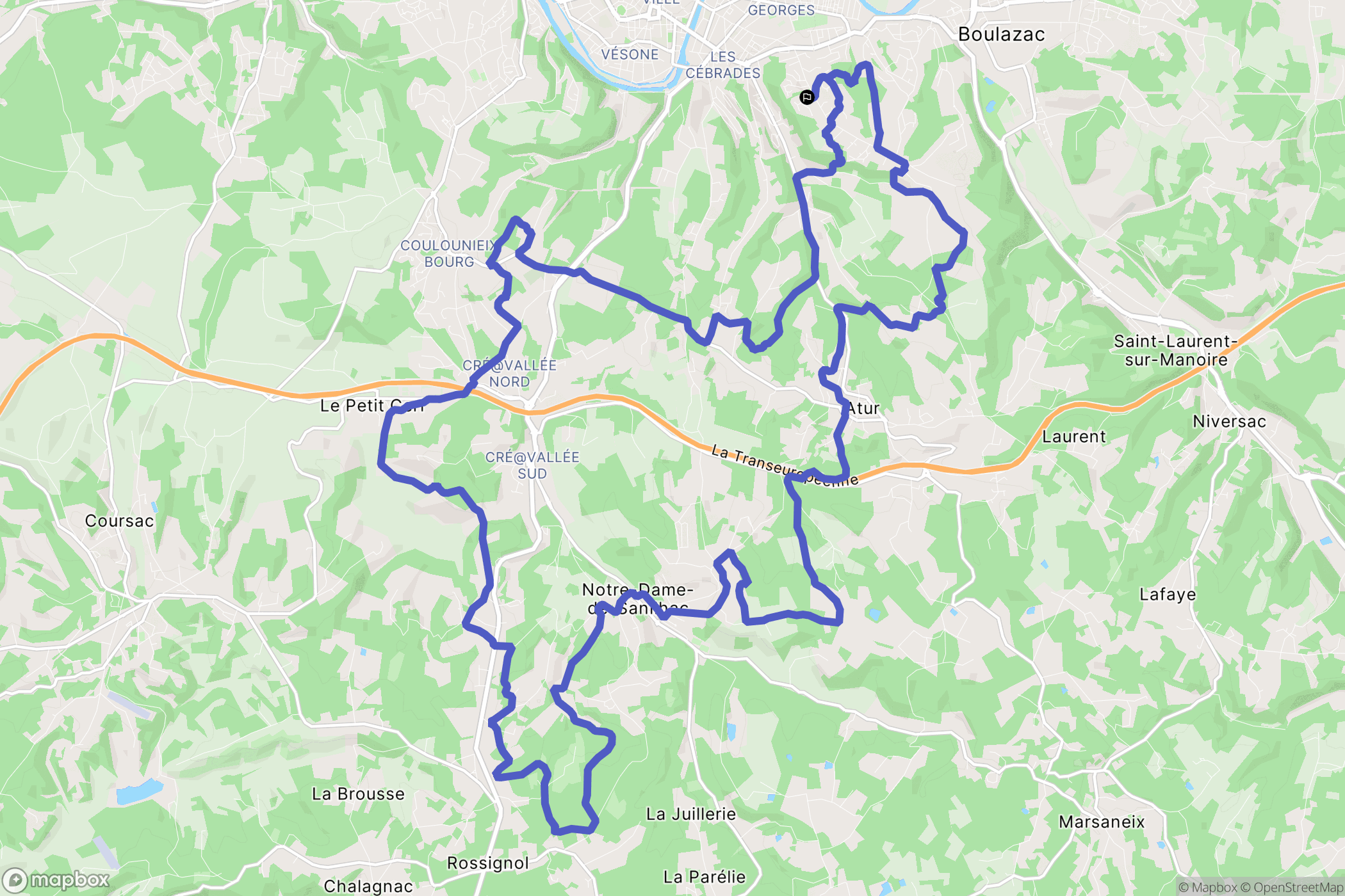 Boulazac Isle Manoire : carte du parcours de randonnée - France
