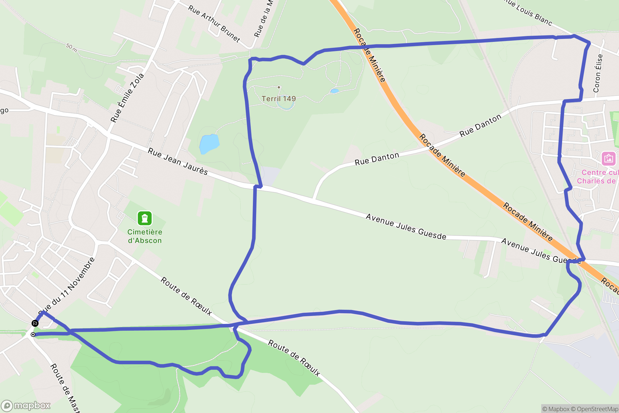 Abscon : carte du parcours de randonnée - France