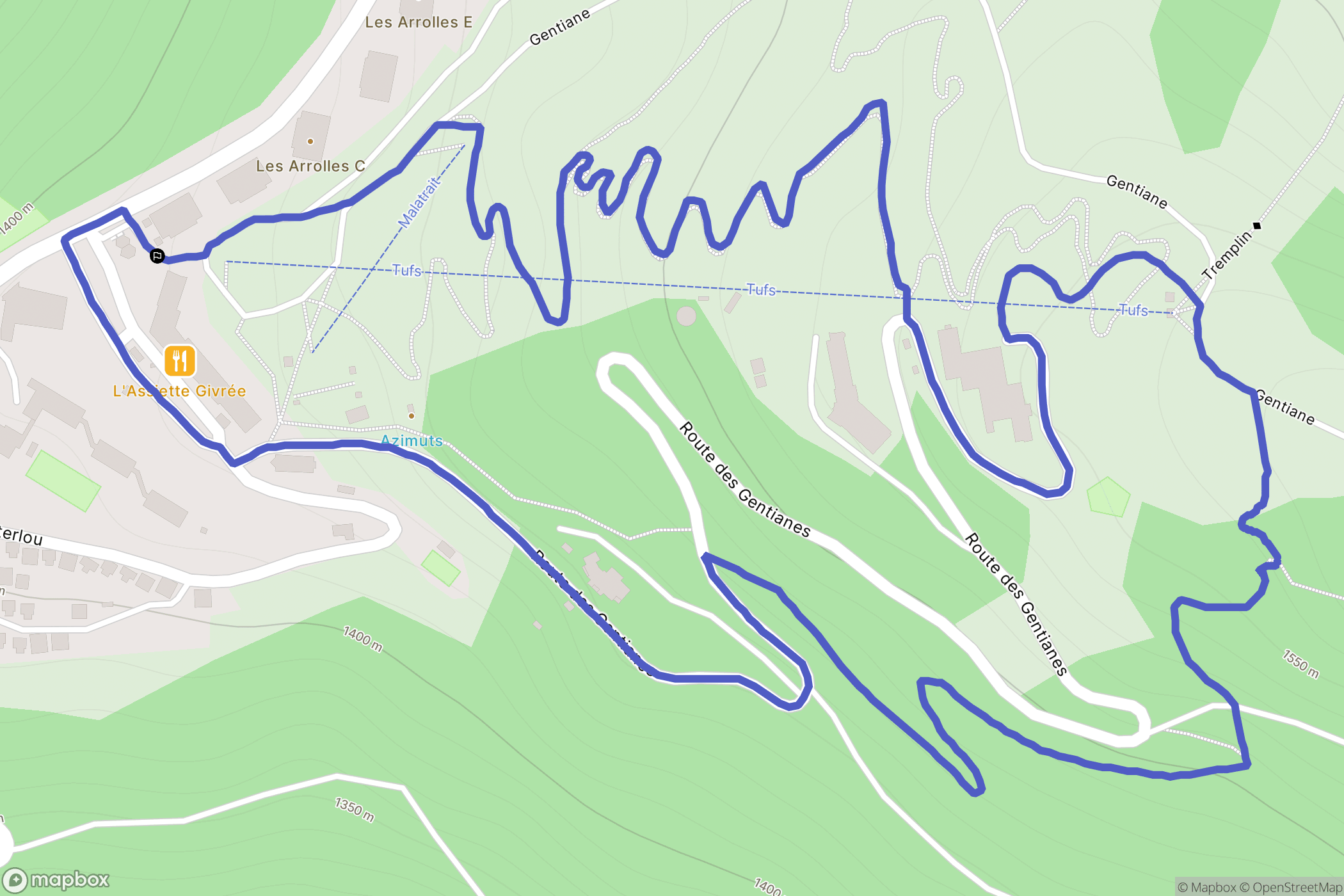 Allevard : carte du parcours de randonnée - France