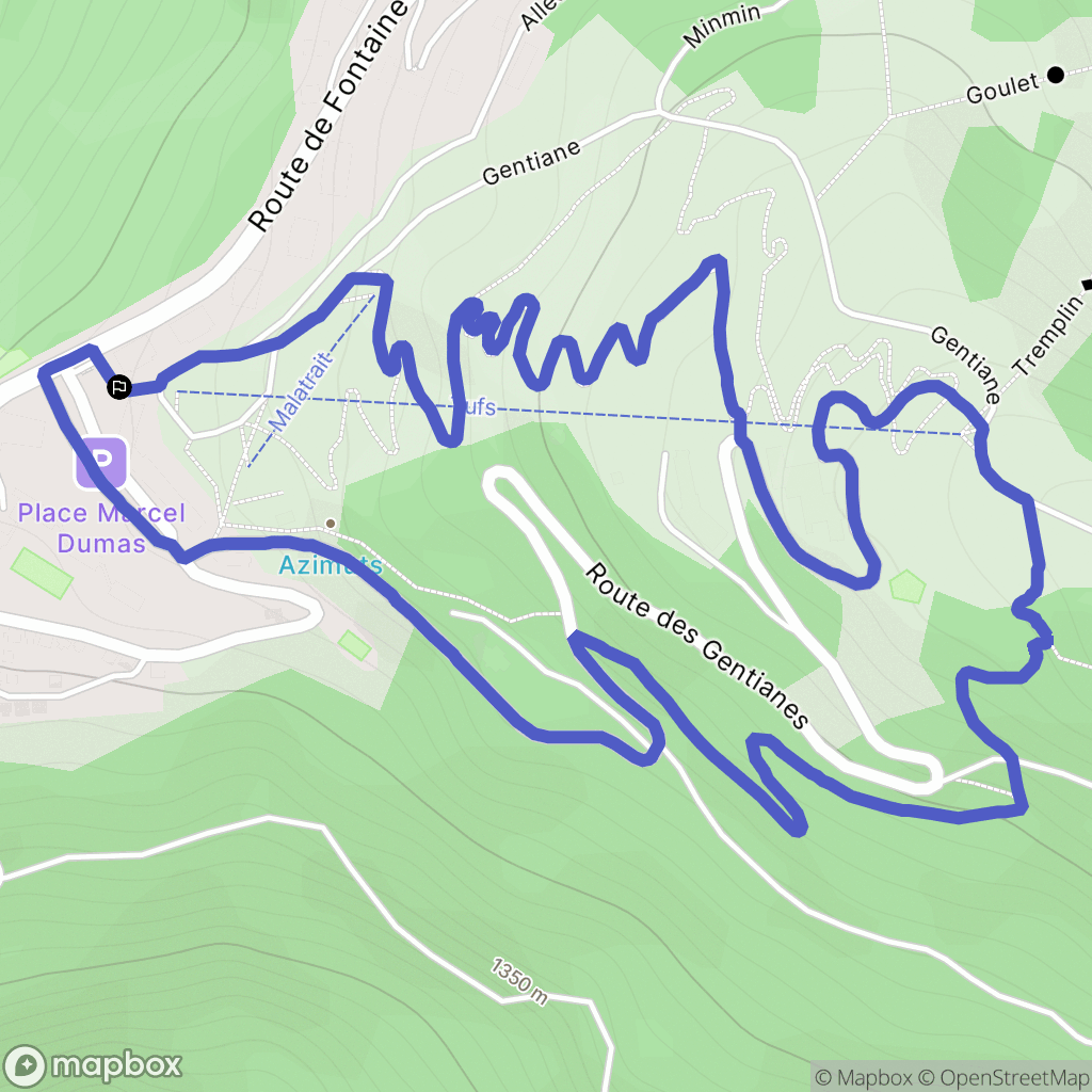 Allevard : carte du parcours de randonnée - France
