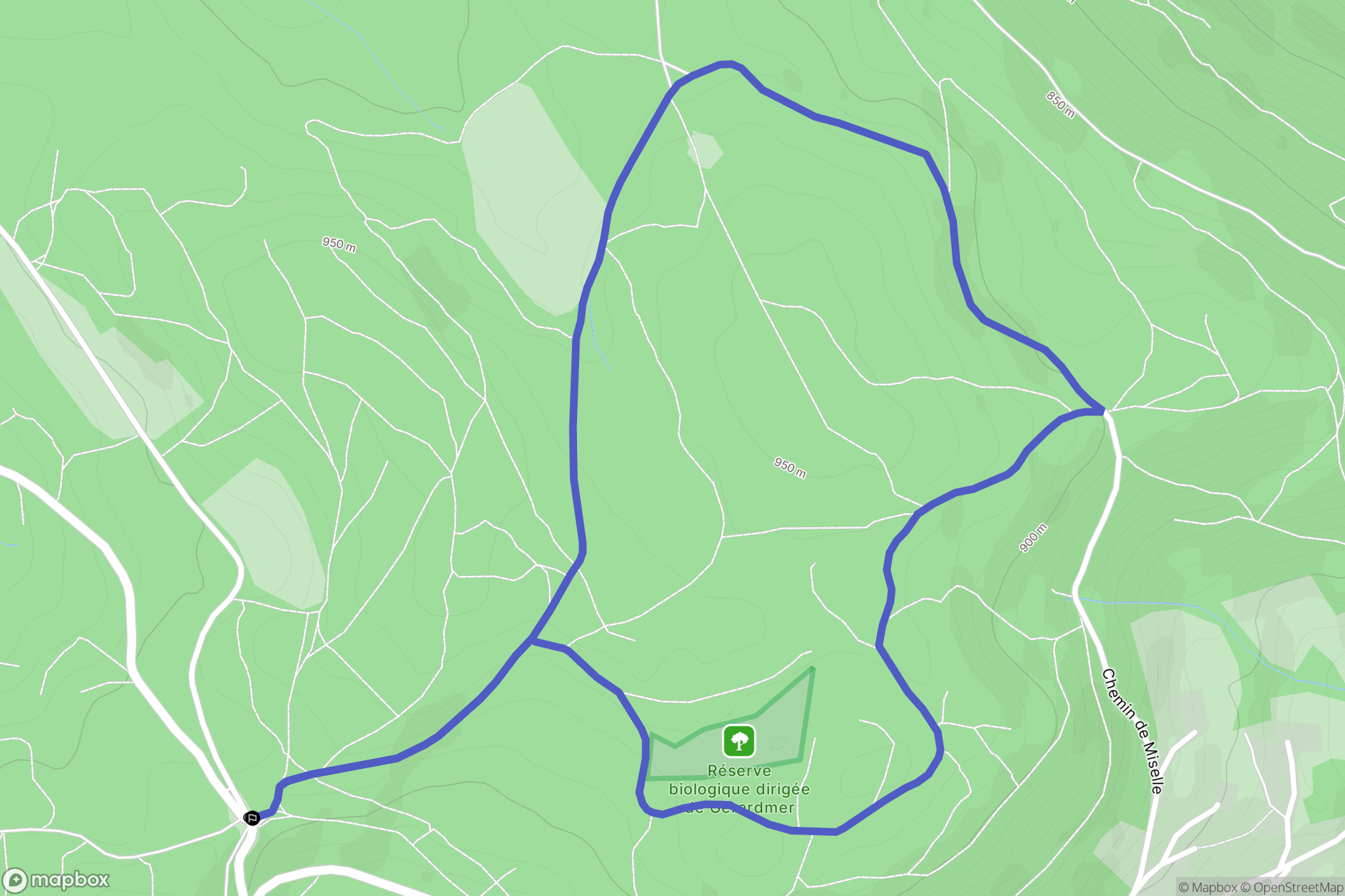 Gérardmer : carte du parcours de randonnée - France