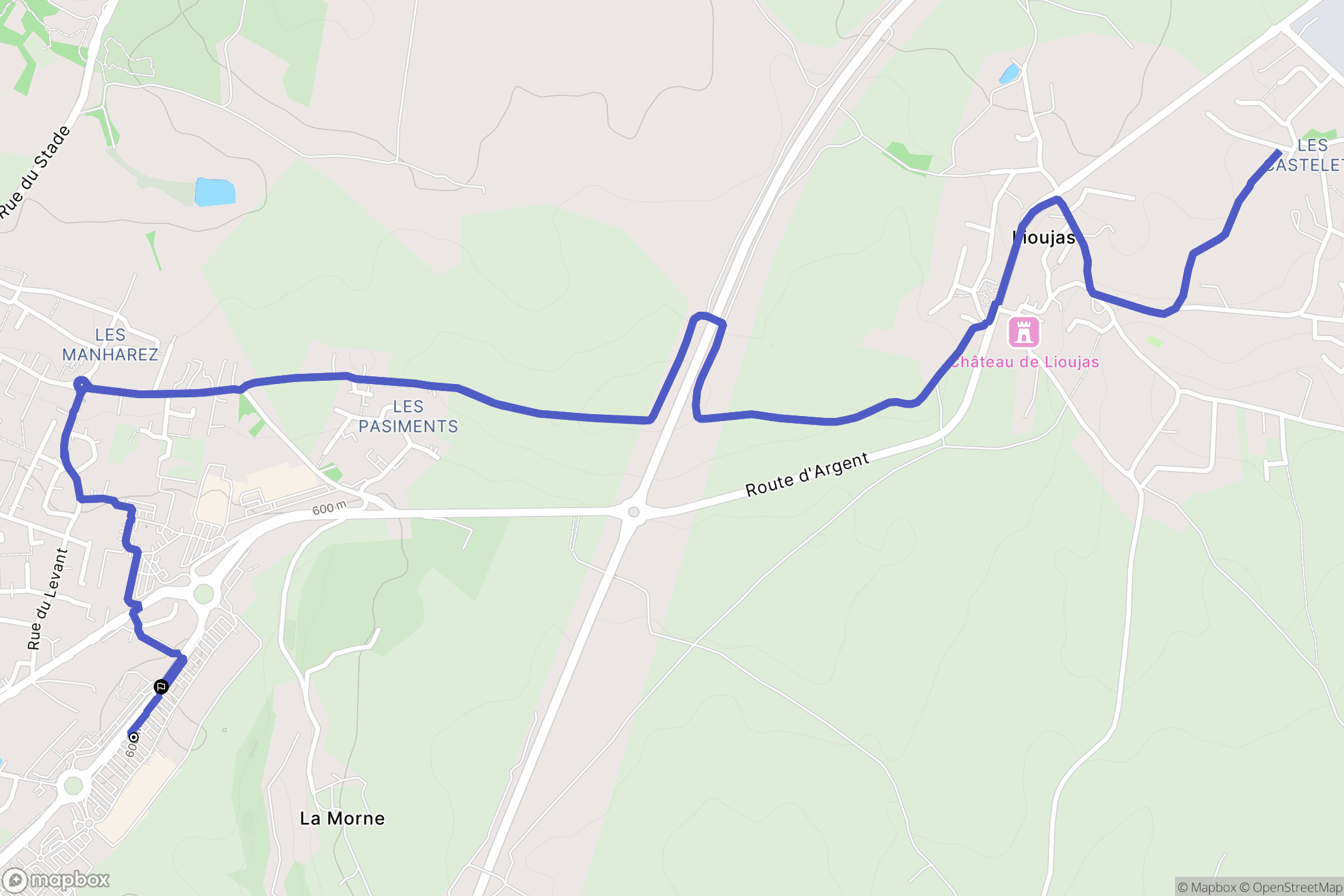 Onet-le-Château : carte du parcours de randonnée - France