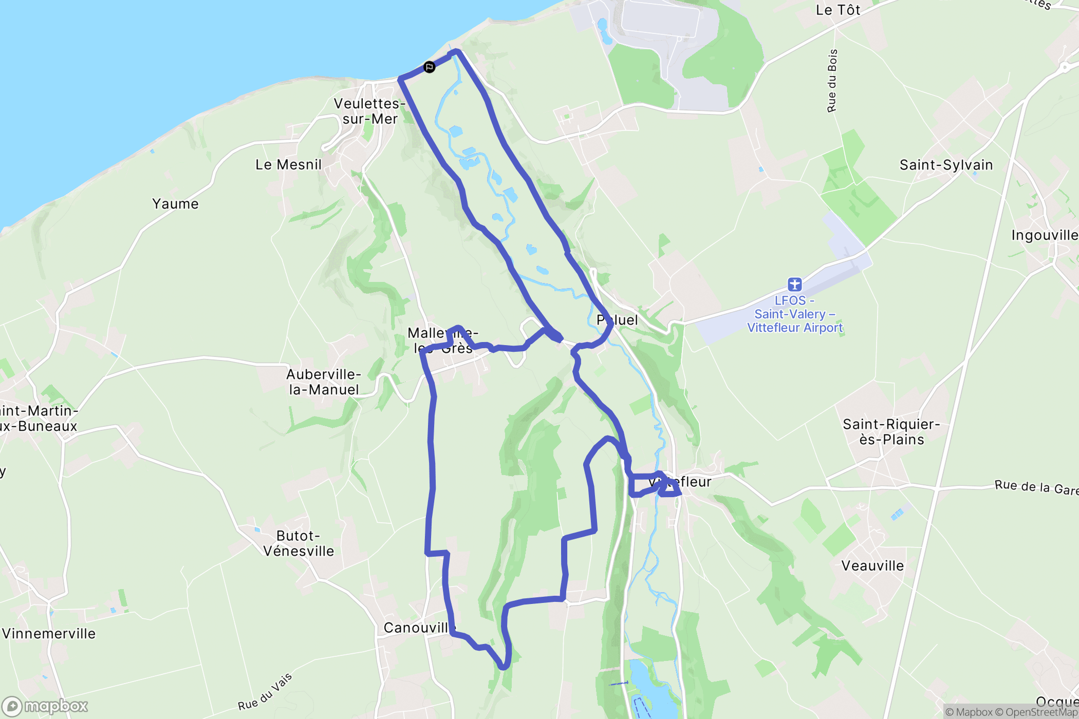 Veulettes-sur-Mer : carte du parcours de randonnée - France