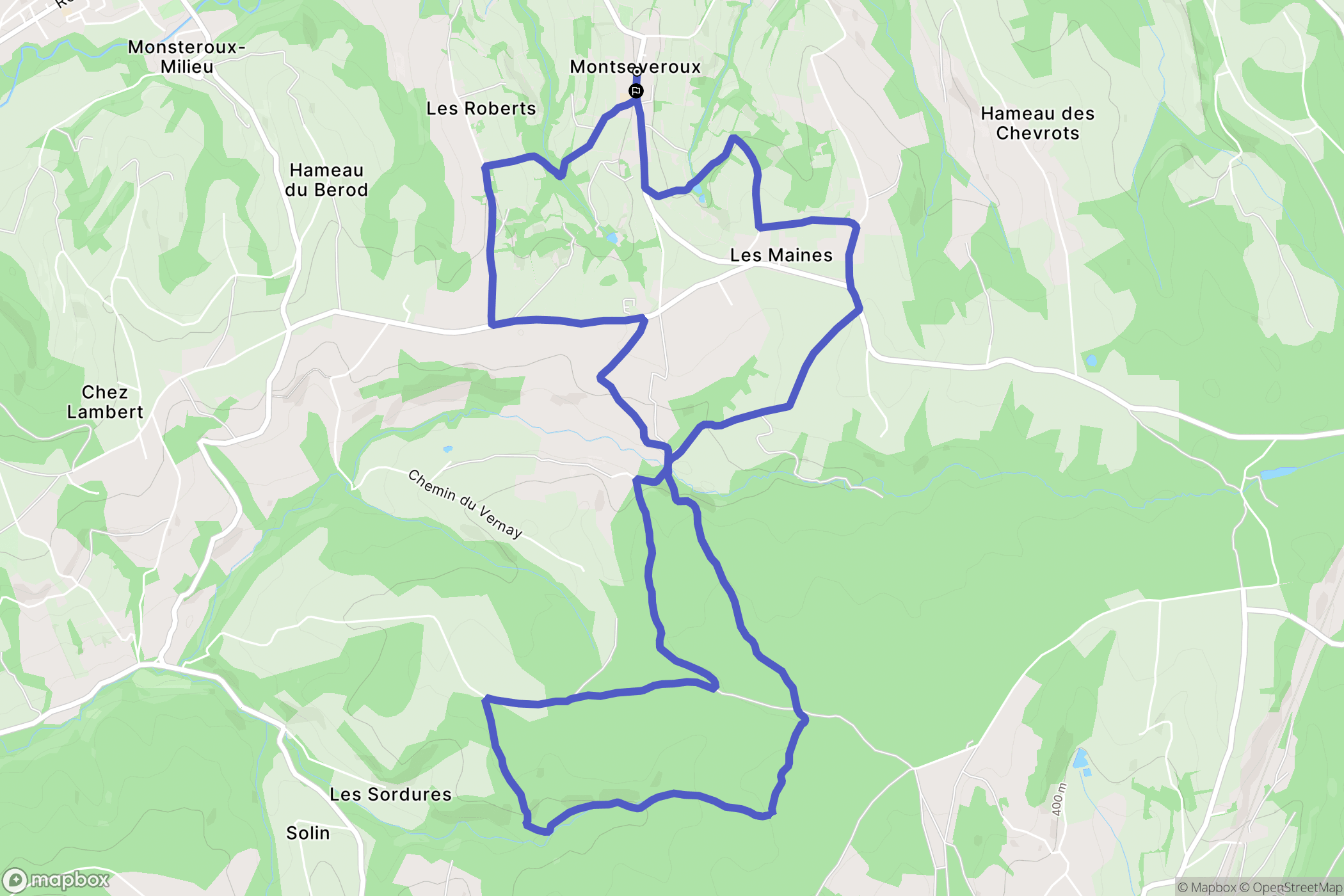 Montseveroux : carte du parcours de randonnée - France