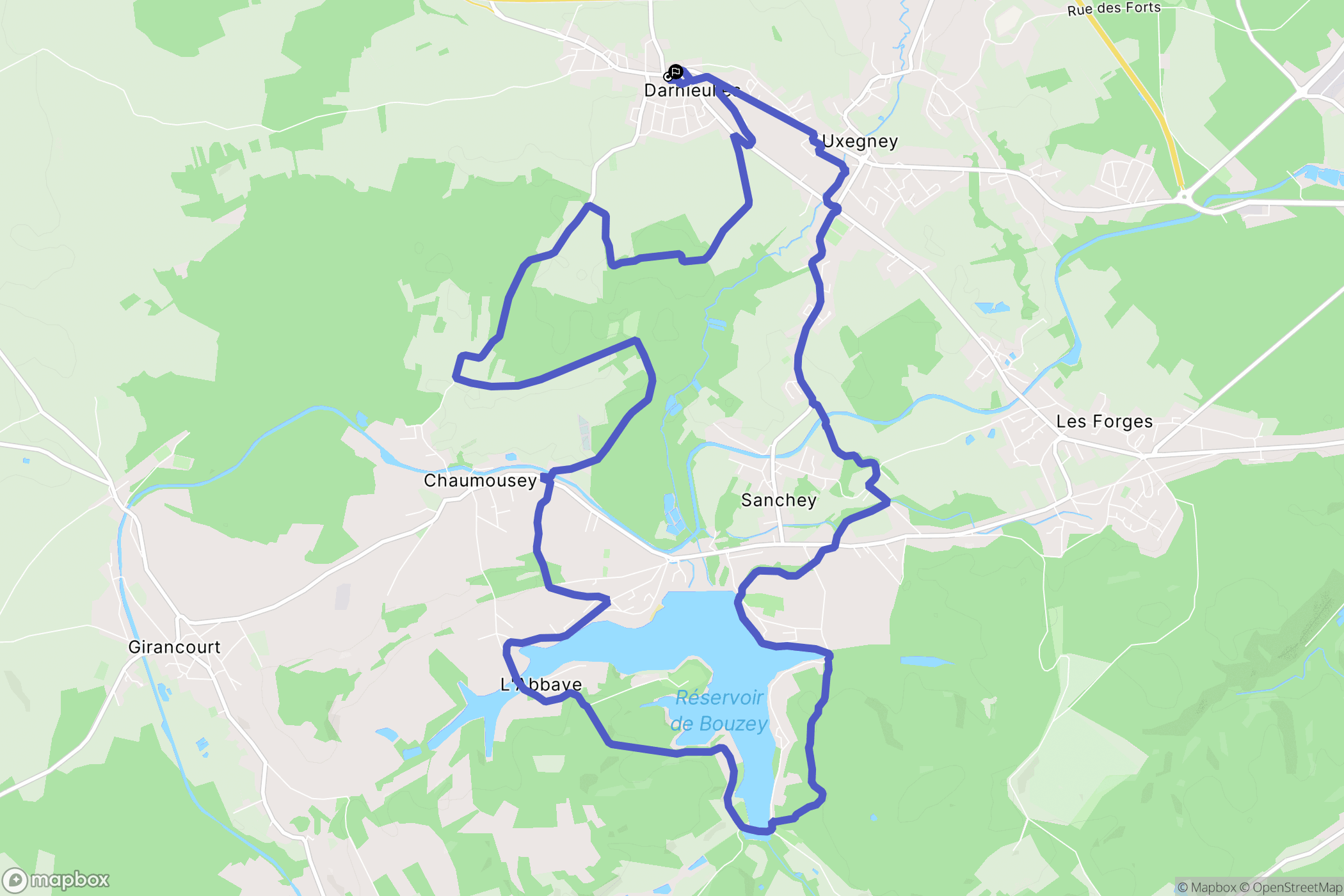 Darnieulles : carte du parcours de randonnée - France