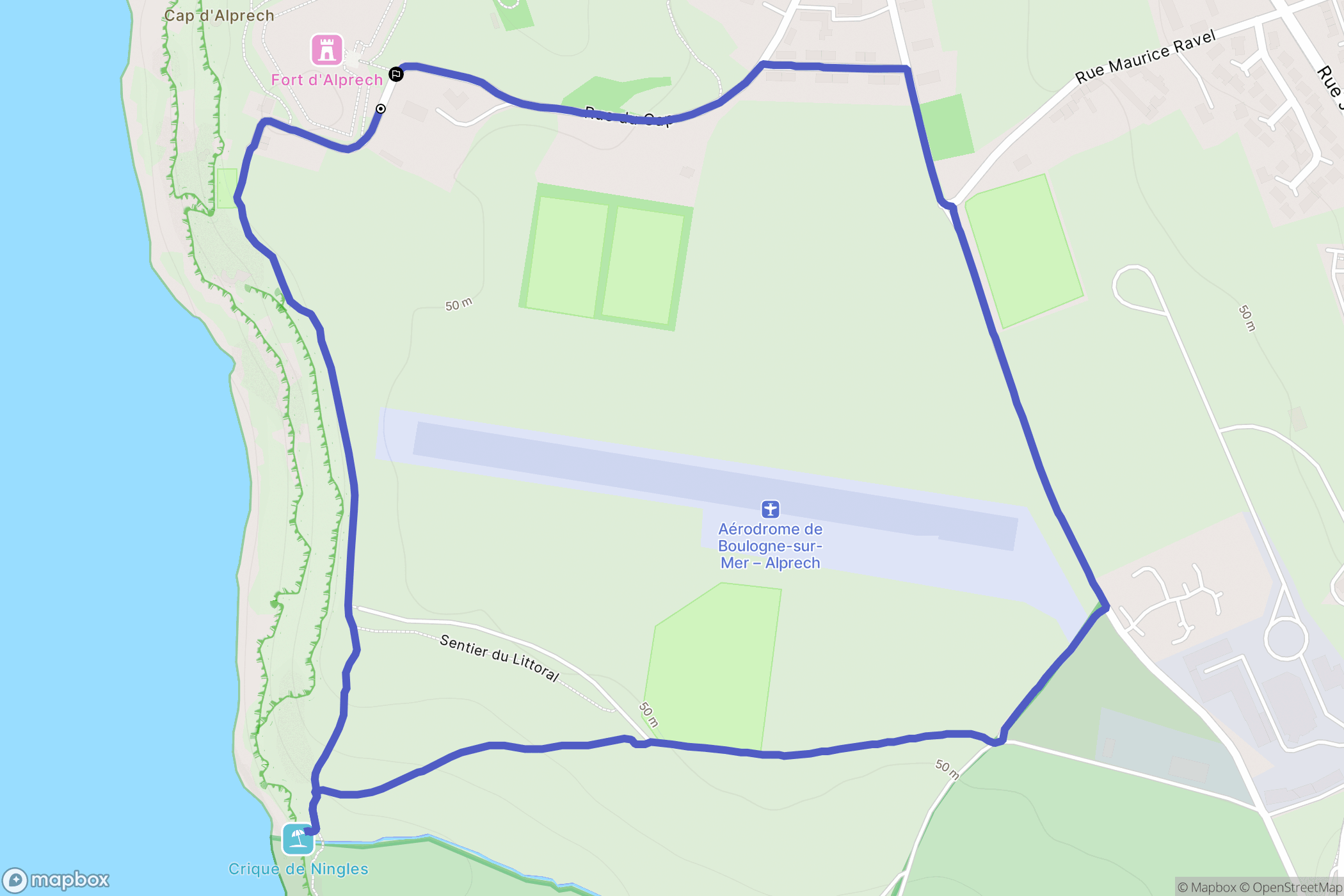Le Portel : carte du parcours de randonnée - France