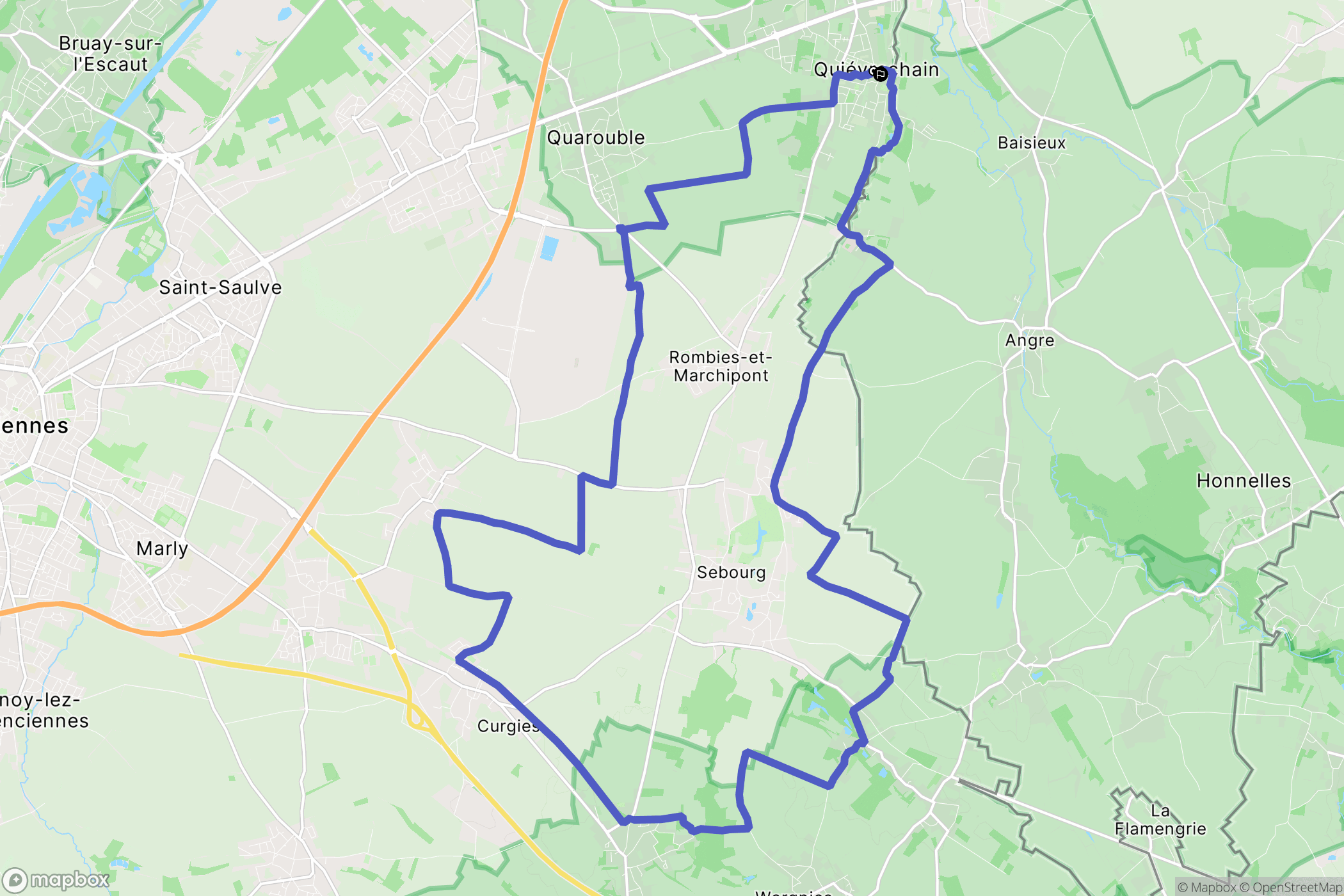 Quiévrechain : carte du parcours de randonnée - France