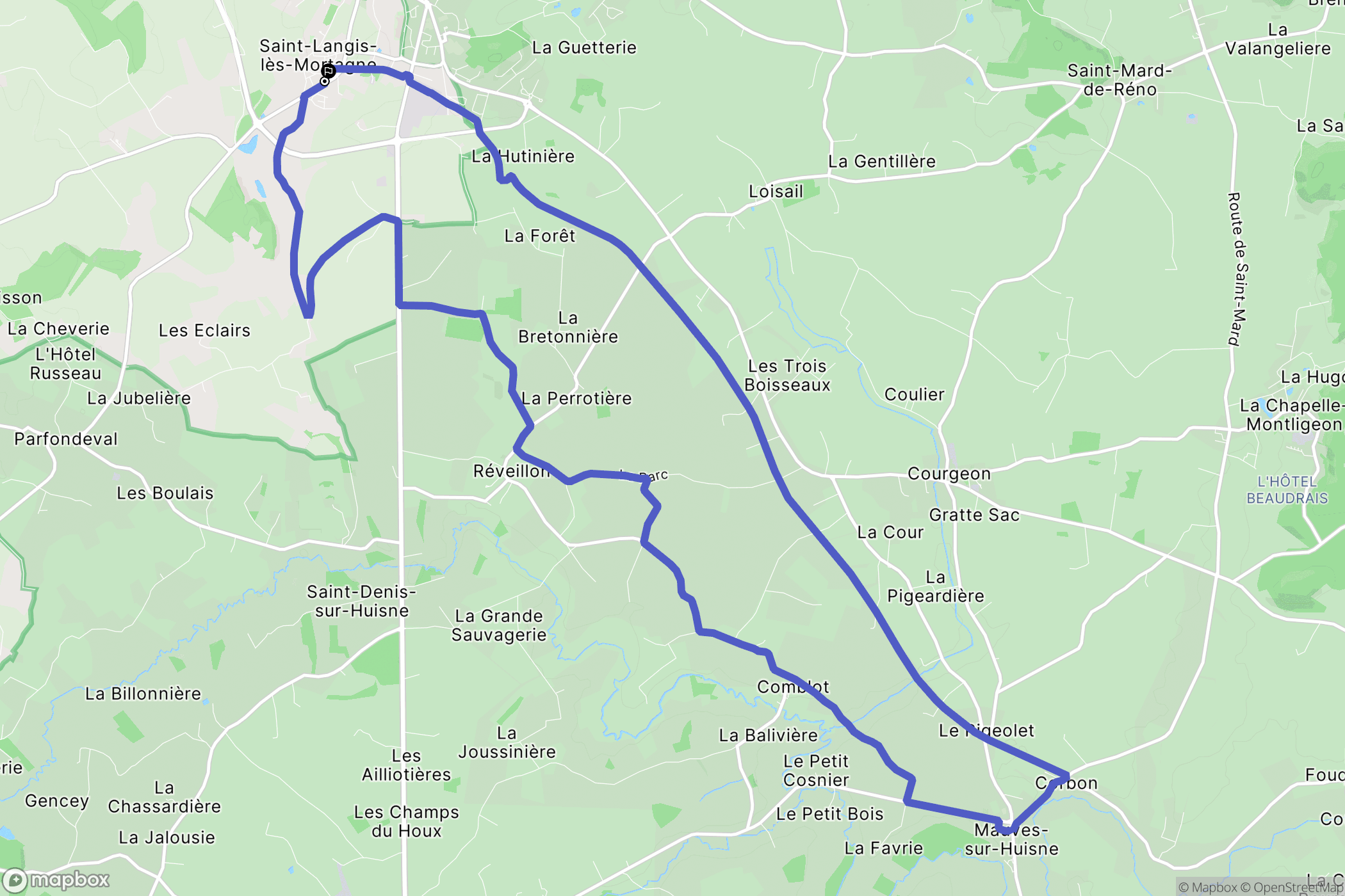 Saint-Langis-lès-Mortagne : carte du parcours de randonnée - France