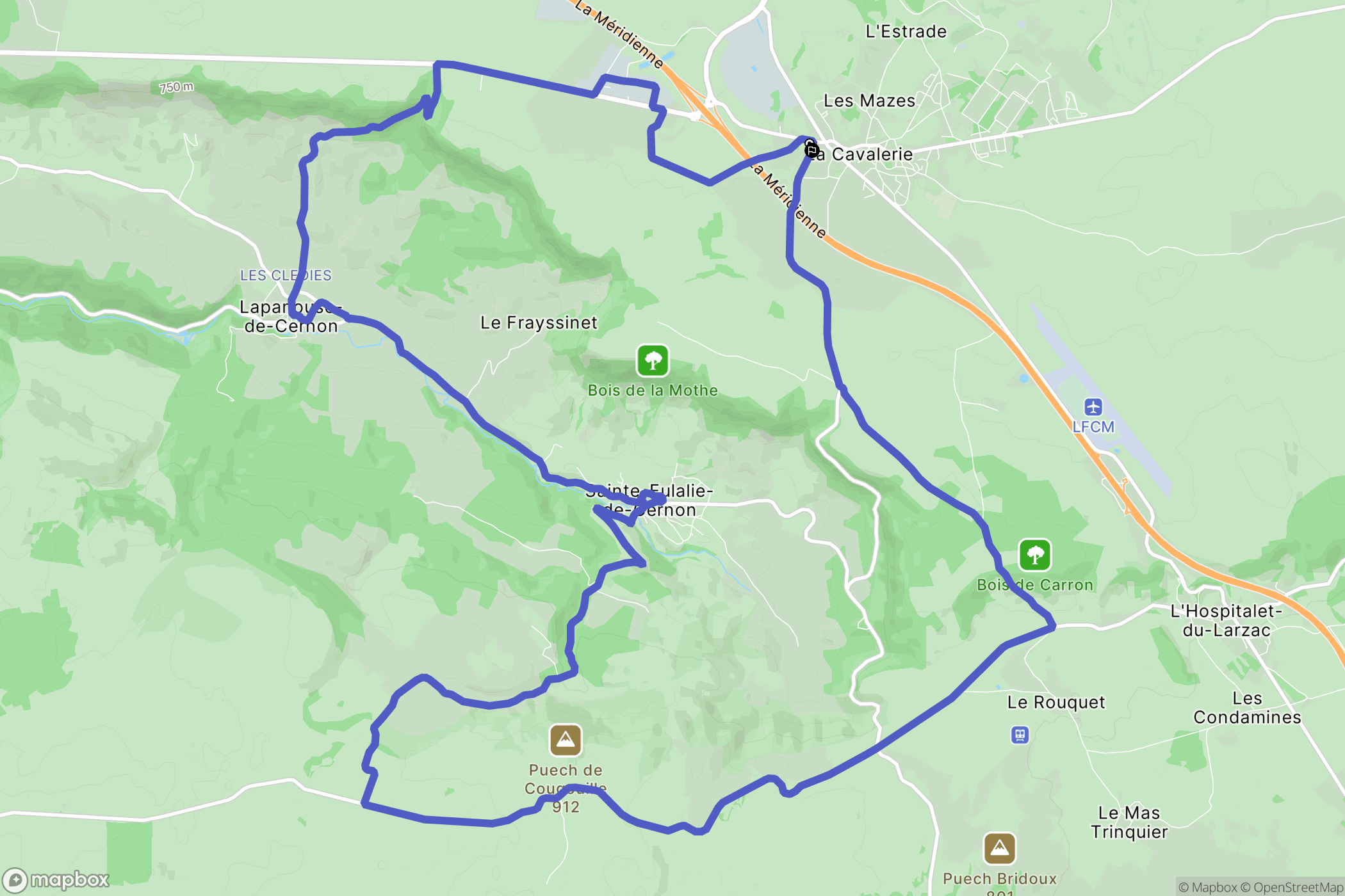La Cavalerie : carte du parcours de randonnée - France