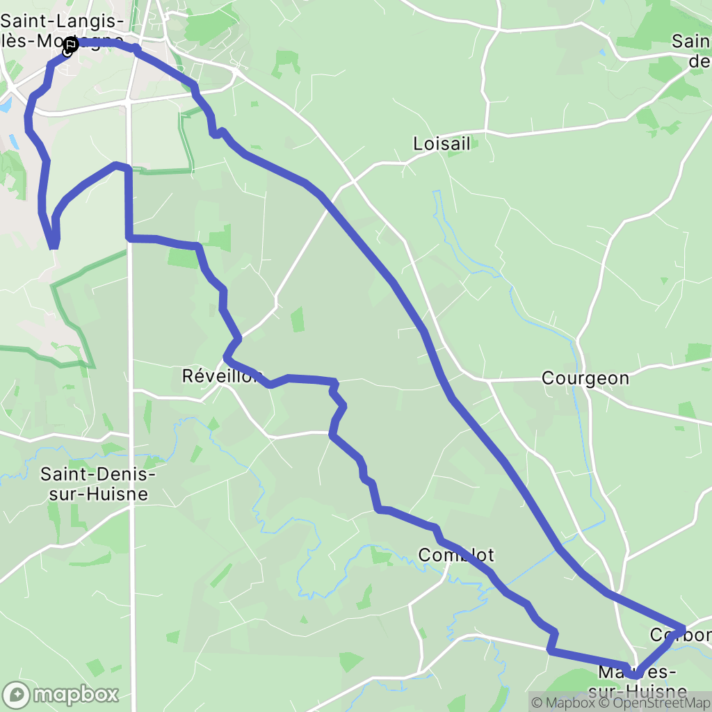 Saint-Langis-lès-Mortagne : carte du parcours de randonnée - France