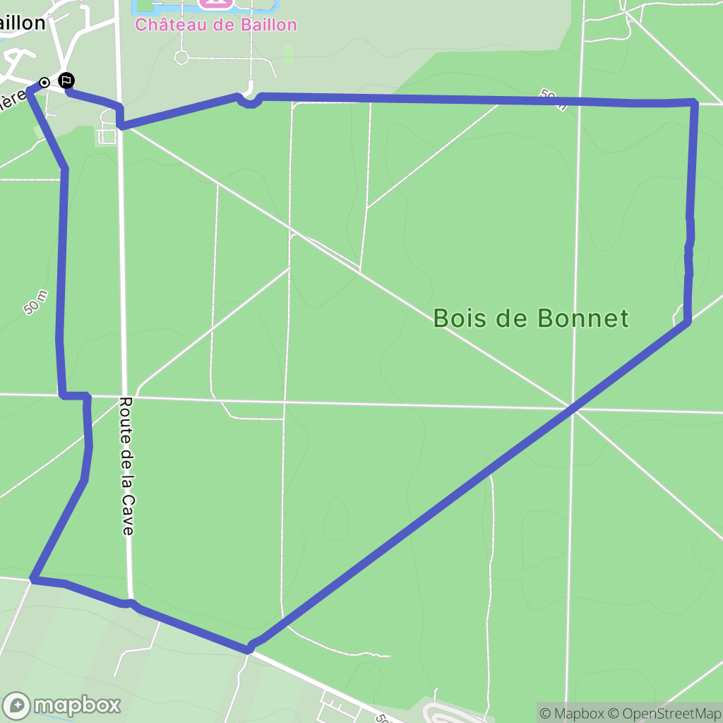 Asnières-sur-Oise : carte du parcours de randonnée - France