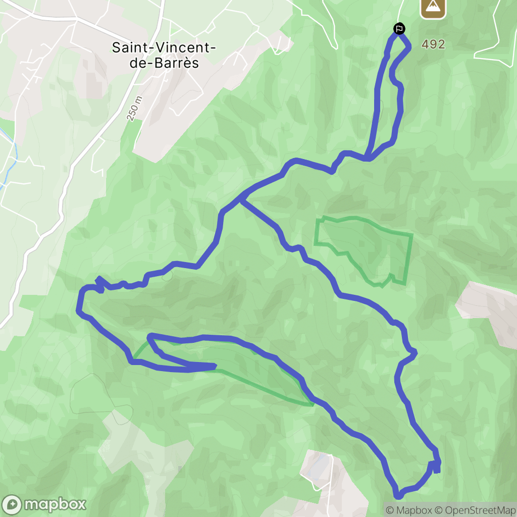 Saint-Vincent-de-Barrès : carte du parcours de randonnée - France