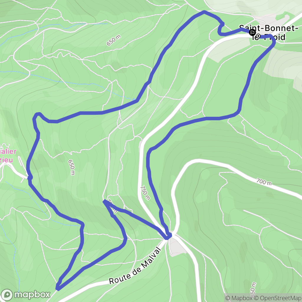 Courzieu : carte du parcours de randonnée - France