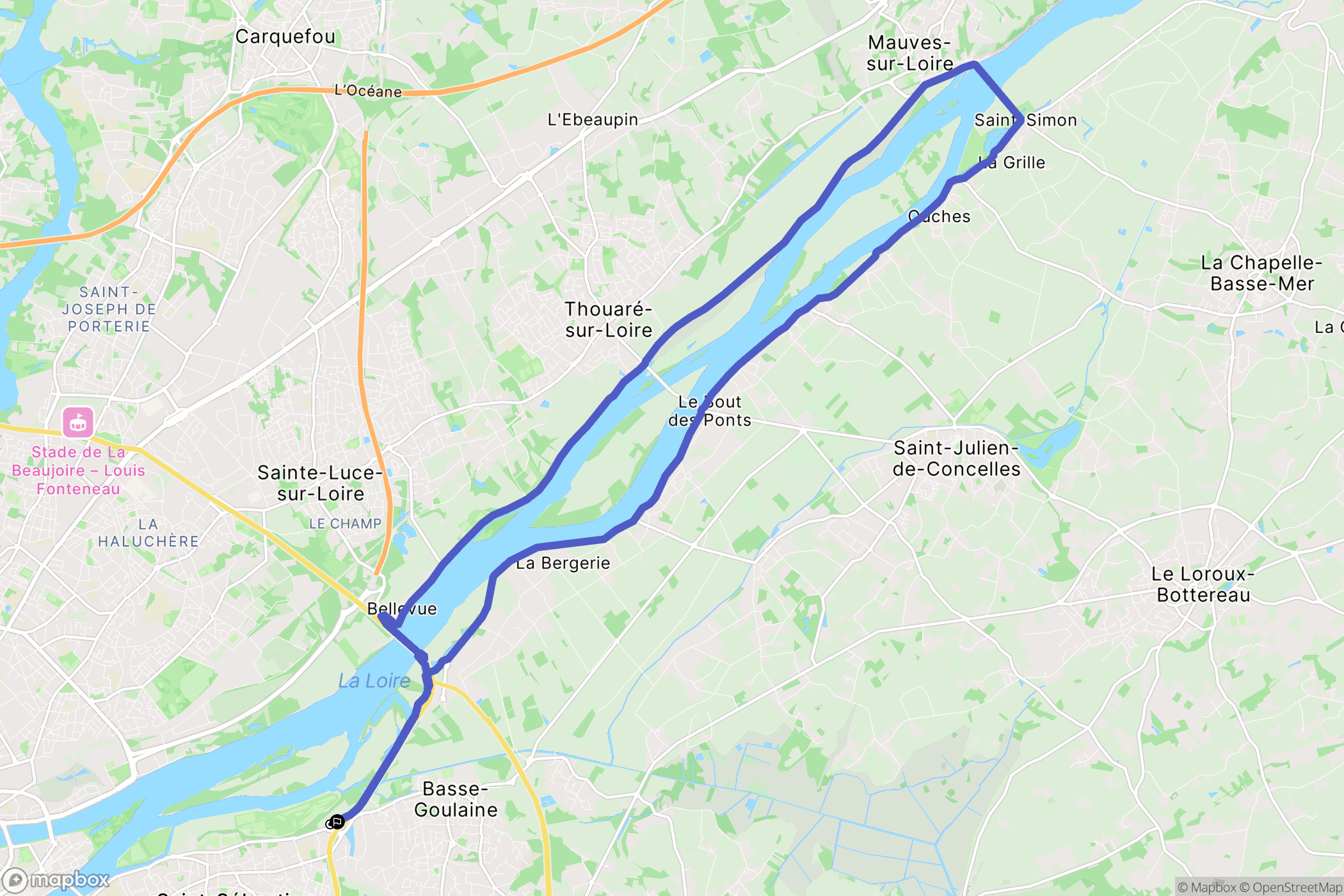 Saint-Sébastien-sur-Loire : carte du parcours de randonnée - France