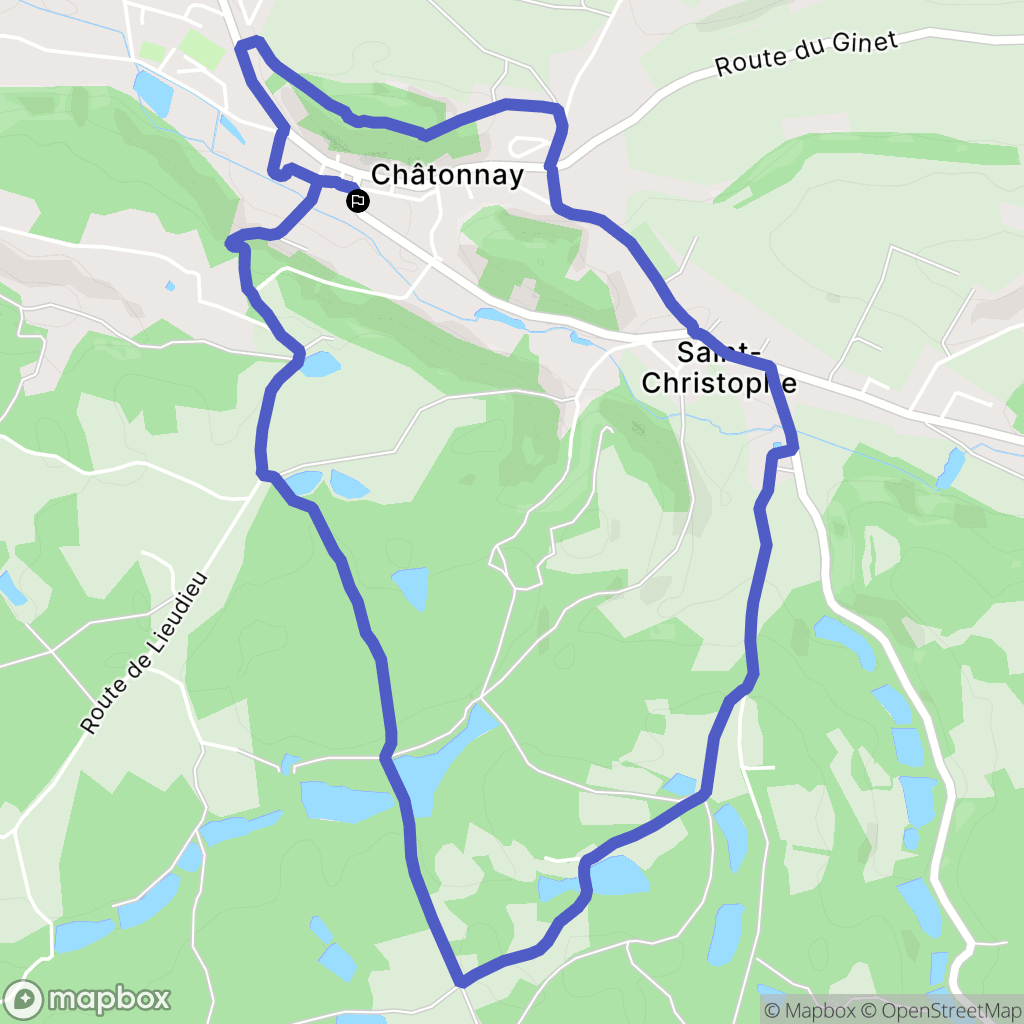 Chatonnay : carte du parcours de randonnée - France