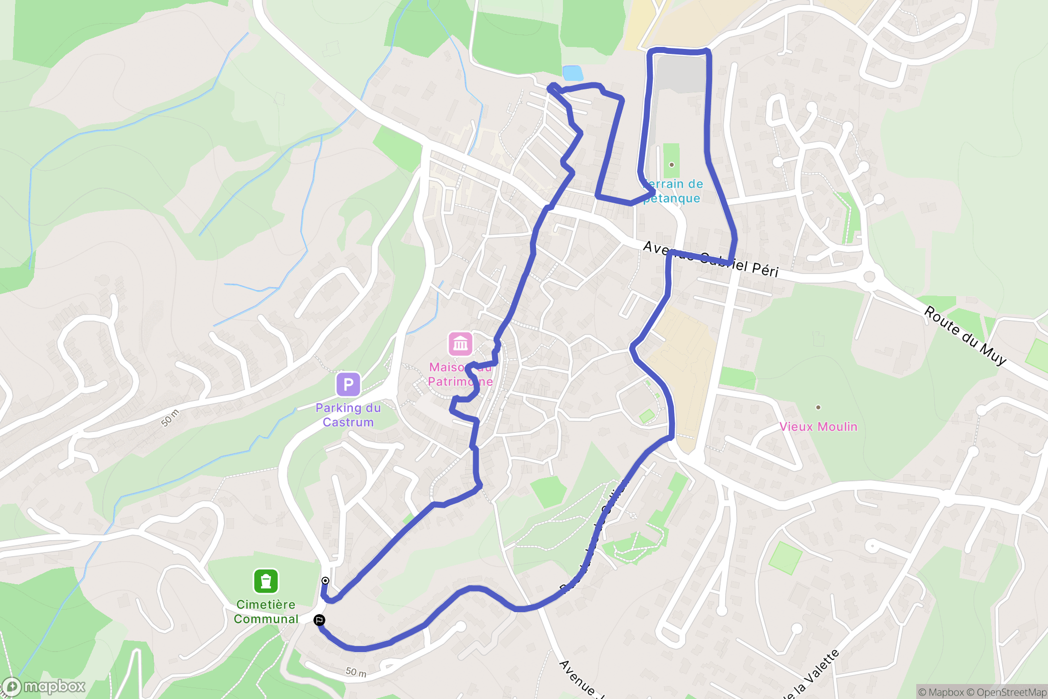 Roquebrune-sur-Argens : carte du parcours de randonnée - France
