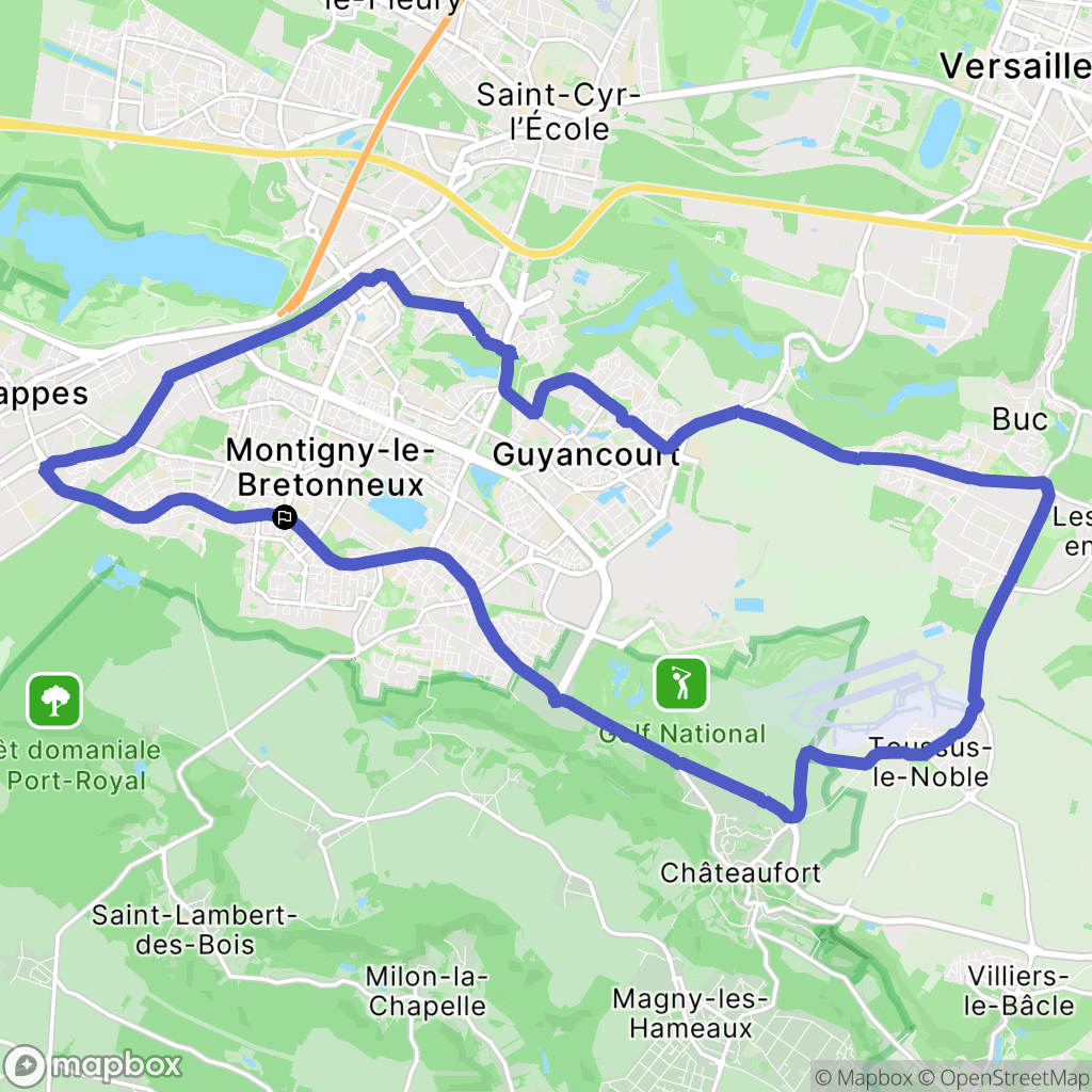Montigny-le-Bretonneux : carte du parcours de randonnée - France