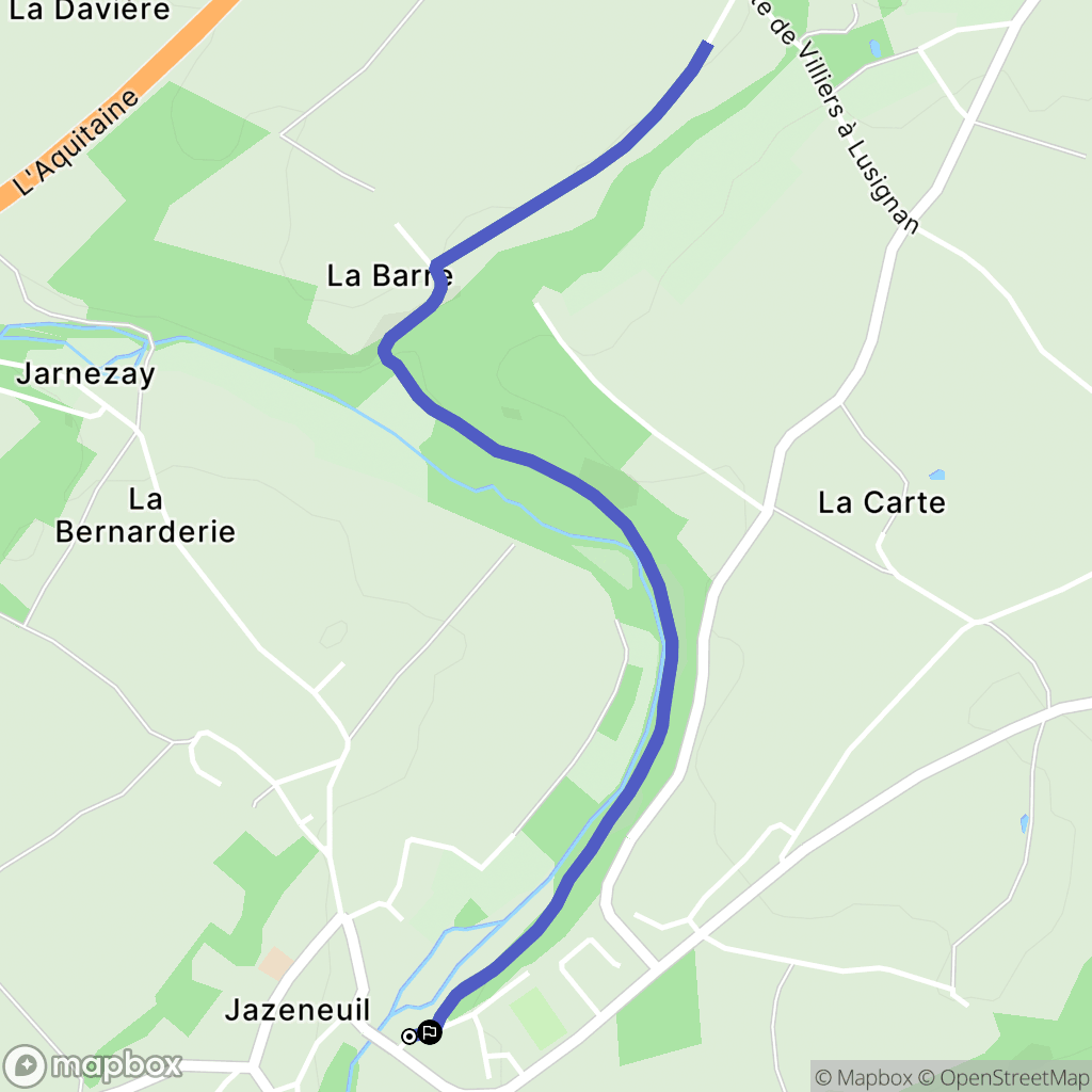 Jazeneuil : carte du parcours de randonnée - France