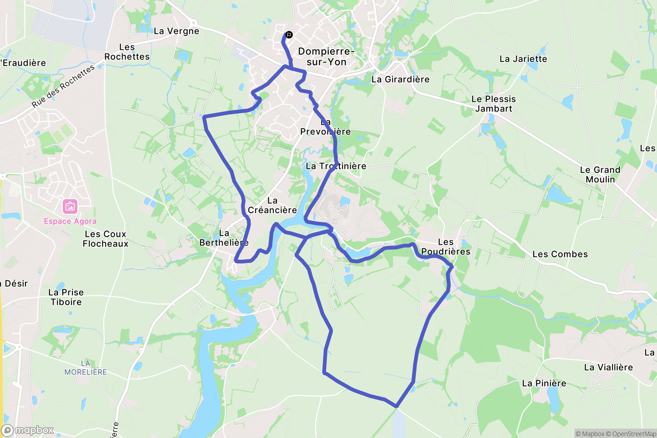 Dompierre-sur-Yon : carte du parcours de randonnée - France